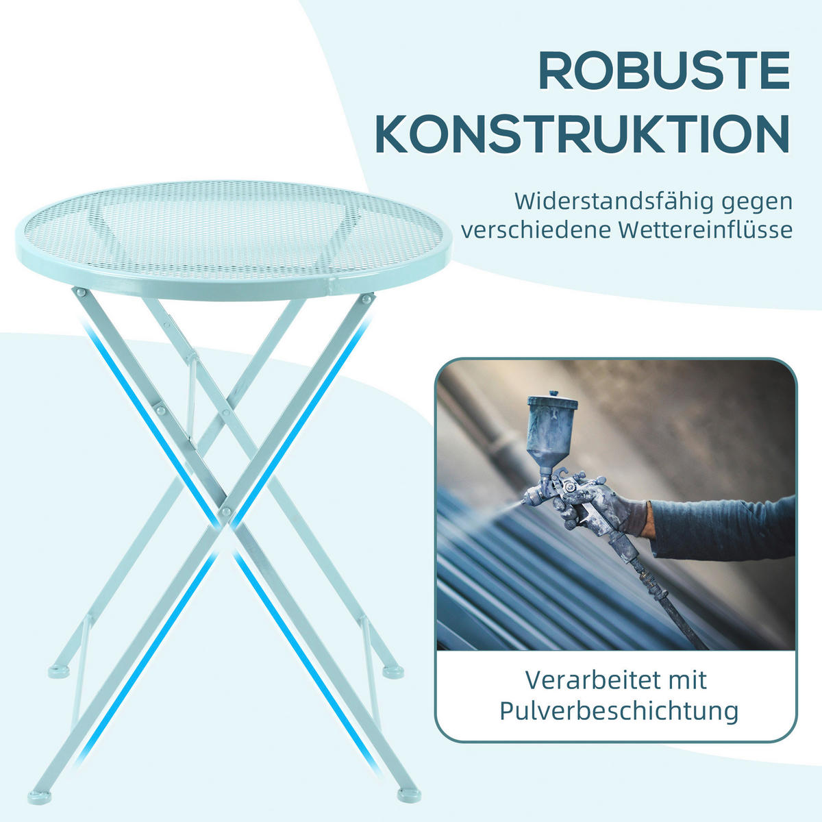 Outsunny Balkonset hellblau Metall H/D: ca. 70x56 cm Balkonset - hellblau (56,00/70,00cm) - Outsunny