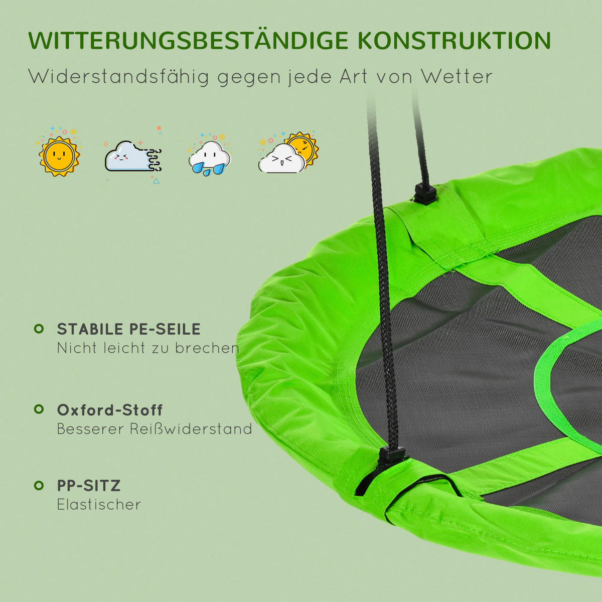 Outsunny Schaukel grün B/H/L: ca. 110x110x170 cm Kinderschaukel - grün (170,00/110,00/110,00cm) - Outsunny