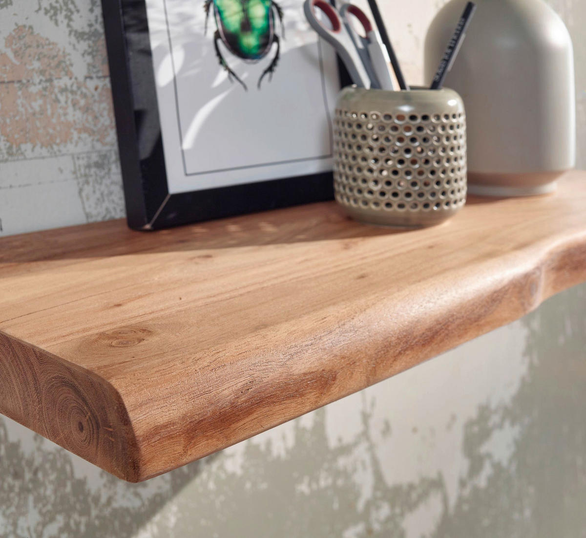 Wandregal braun Holz B/H/T: ca. 60x4x26 cm Wandregal - braun (60,00/4,00/26,00cm) - Wohnling