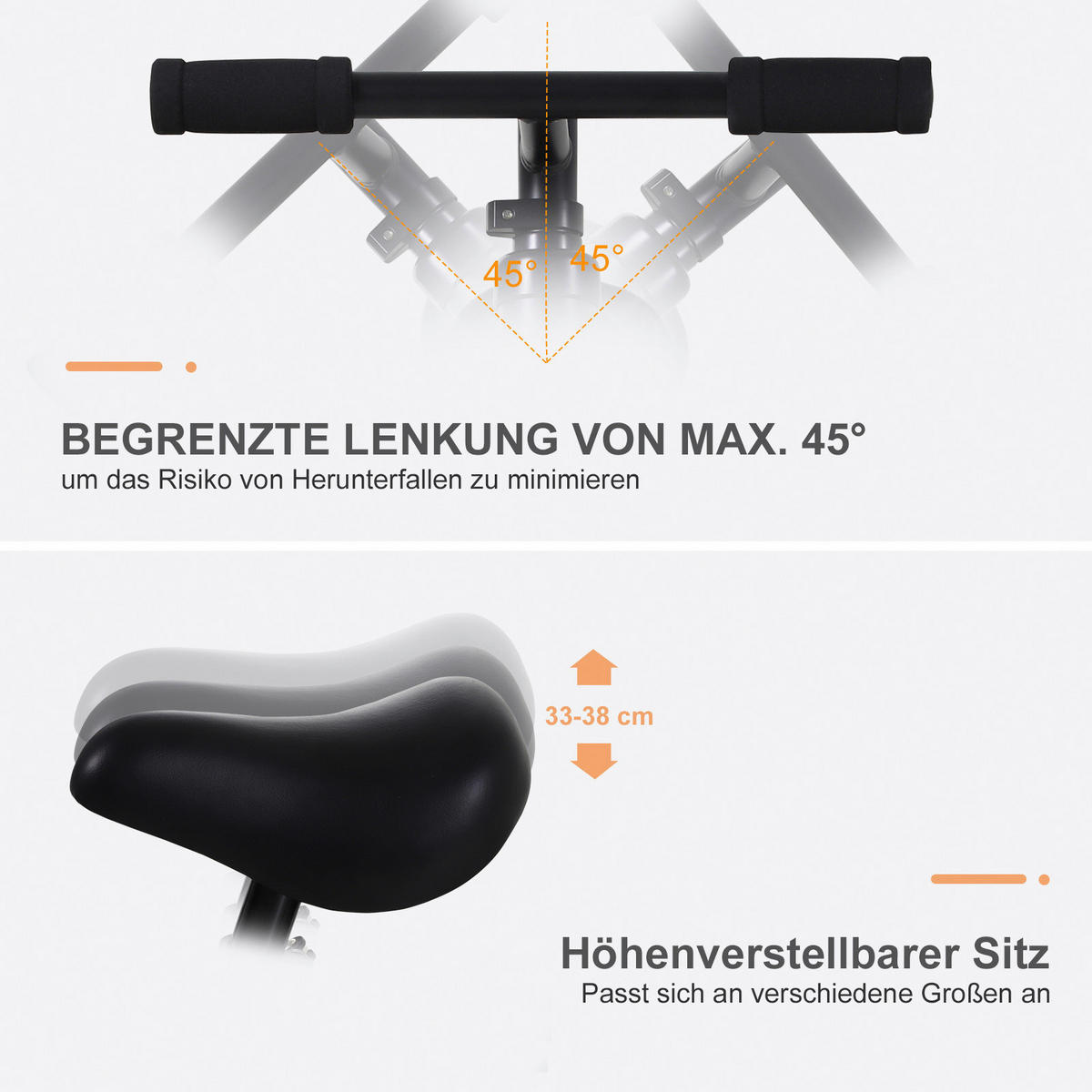 HOMCOM Laufrad schwarz B/H/L: ca. 36x54x85 cm Laufrad - schwarz (85,00/36,00/54,00cm) - HOMCOM