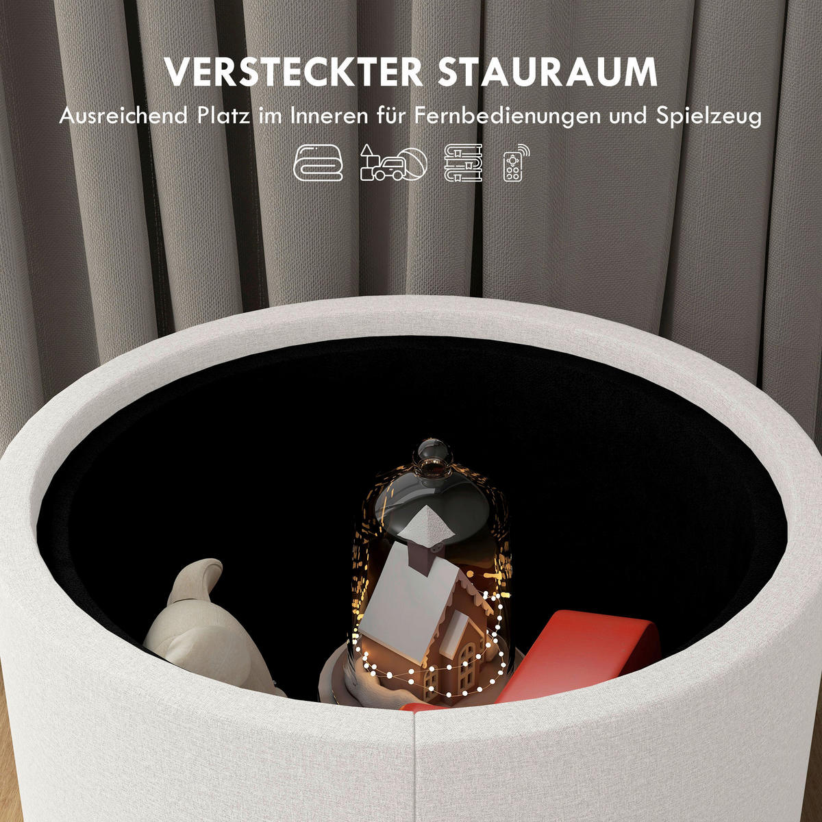 HOMCOM Hocker cremeweiß B/H/L: ca. 56x56x42 cm Polsterhocker - cremeweiß (42,00/56,00/56,00cm) - HOMCOM