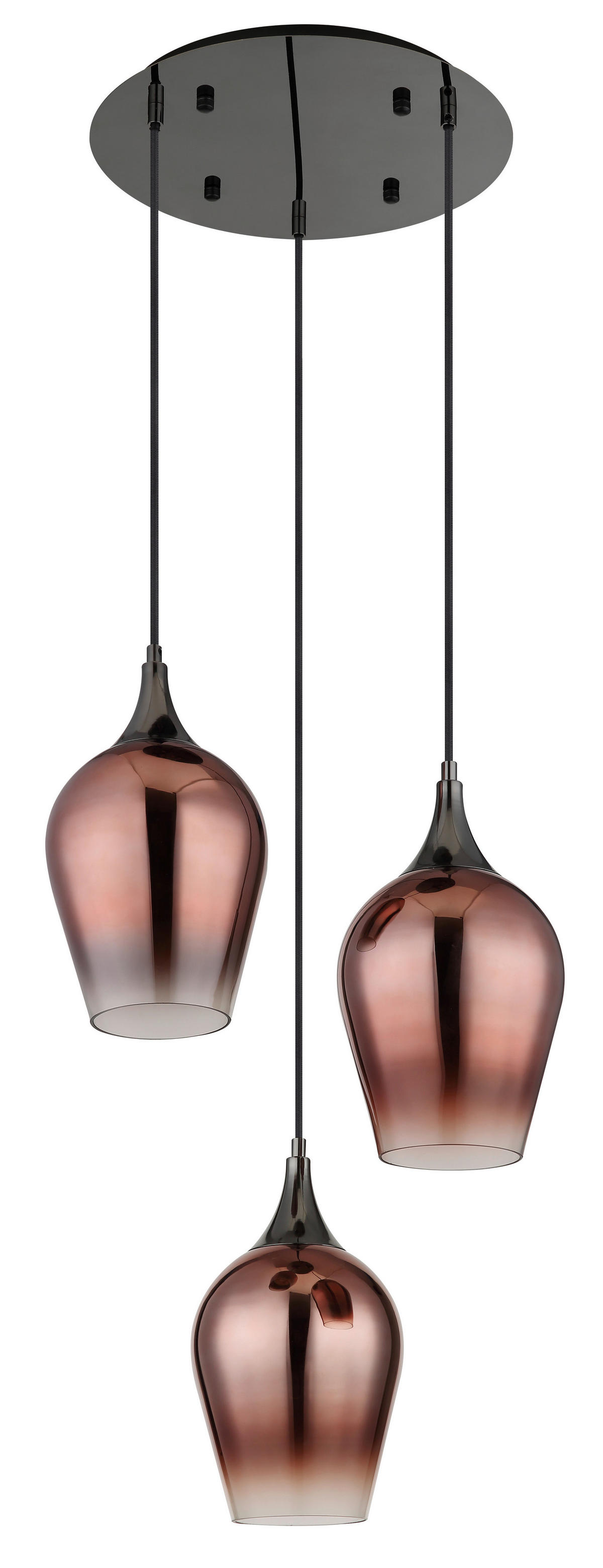 GLOBO Pendelleuchte Chrom schwarz rot Glas Metall H/D: ca. 120x45 cm E27 3 Brennstellen LAVUS - rot/schwarz (45,00/120,00cm) - GLOBO