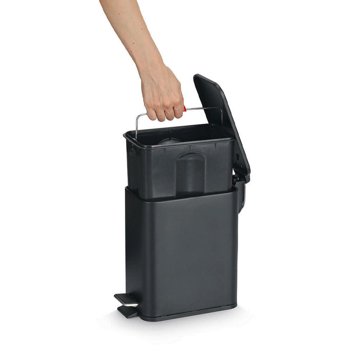 Zeller Treteimer schwarz B/H/L: ca. 14x29x28,7 cm Treteimer 5L - schwarz (28,70/14,00/29,00cm) - Zeller