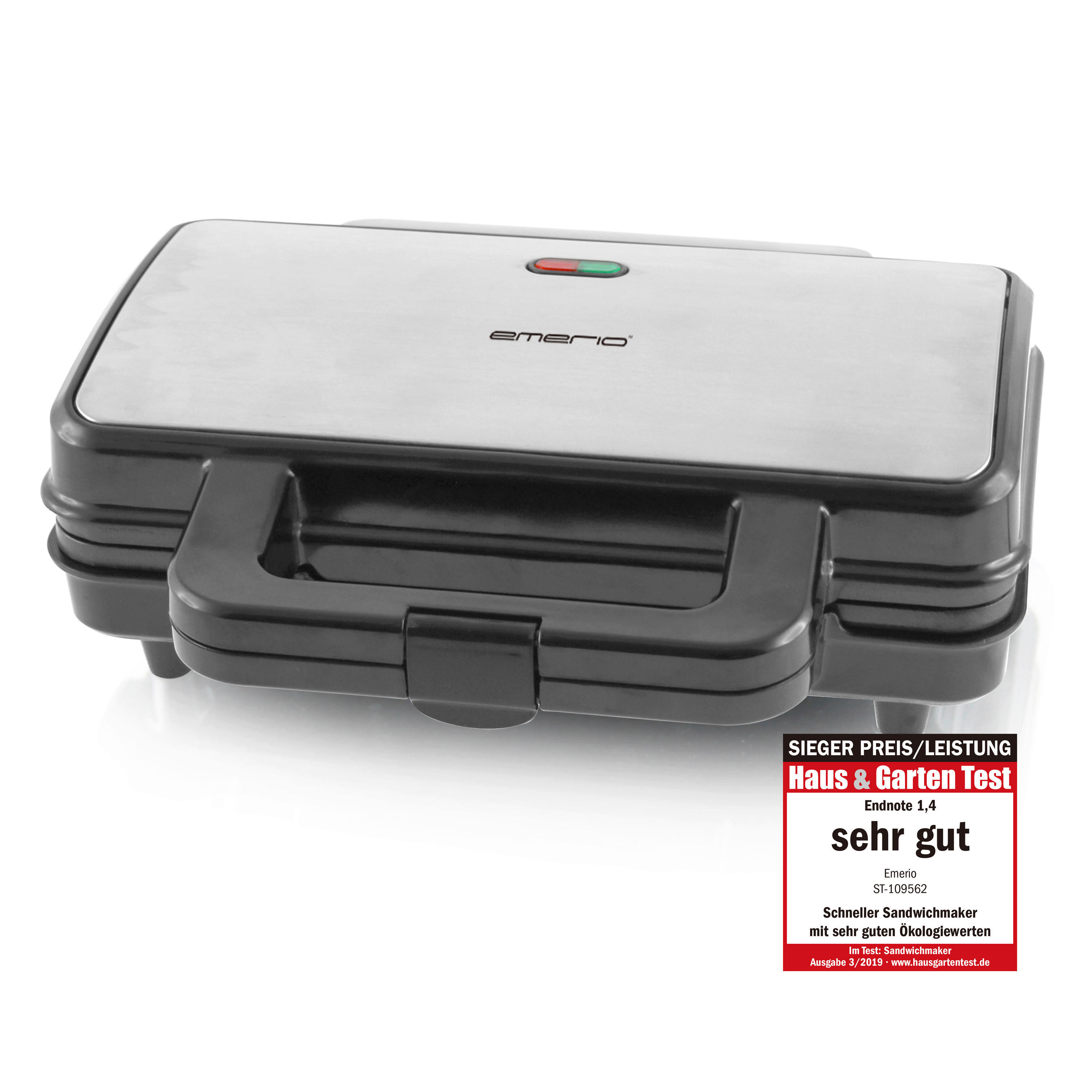 Emerio Sandwichtoaster ST-109562.17 Edelstahloptik schwarz B/H/L: ca. 30x10x25 cm Sandwichtoaster_2fach ST-109562.17 - schwarz/Edelstahloptik (25,00/30,00/10,00cm) - Emerio