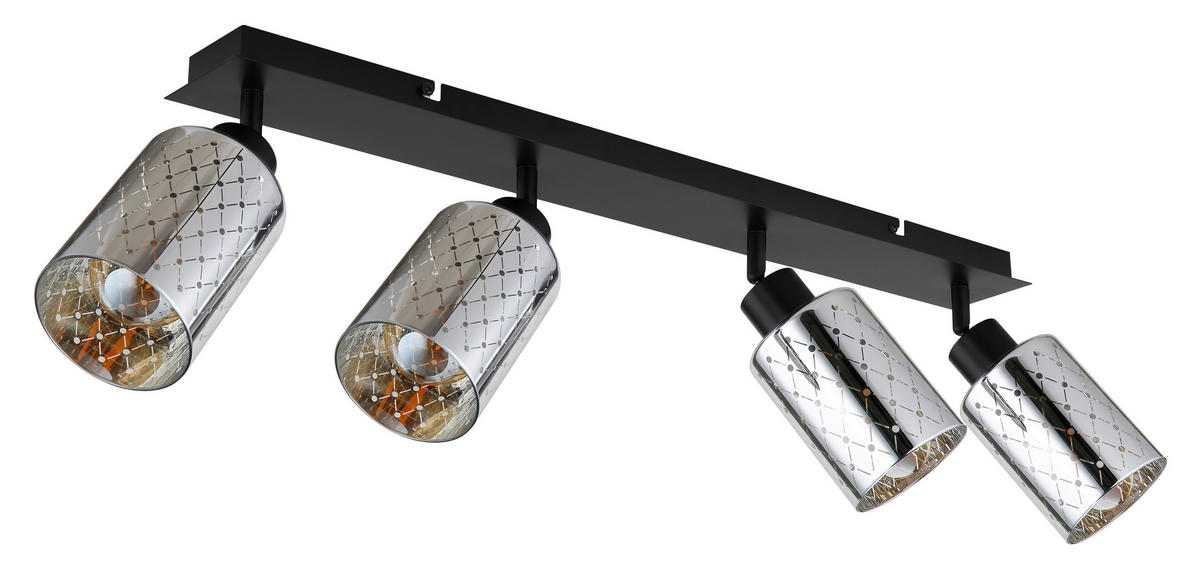 GLOBO Strahler klar mattschwarz Chrom Glas Metall B/H/L: ca. 9x22x86 cm E27 4 Brennstellen ALONSO - klar/Chrom (86,00/9,00/22,00cm) - GLOBO