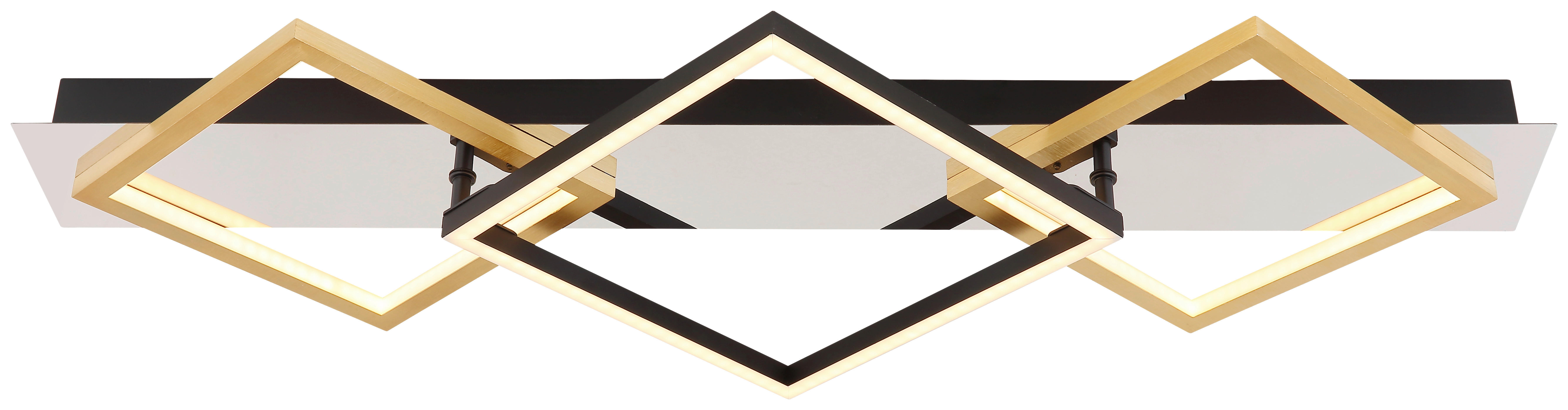 GLOBO LED-Deckenleuchte 67847-32 mattschwarz gold Chrom Kunststoff Aluminium Metall B/H/T: ca. 35,5x7x78 cm LESINA - gold/mattschwarz (35,50/7,00/78,00cm) - GLOBO