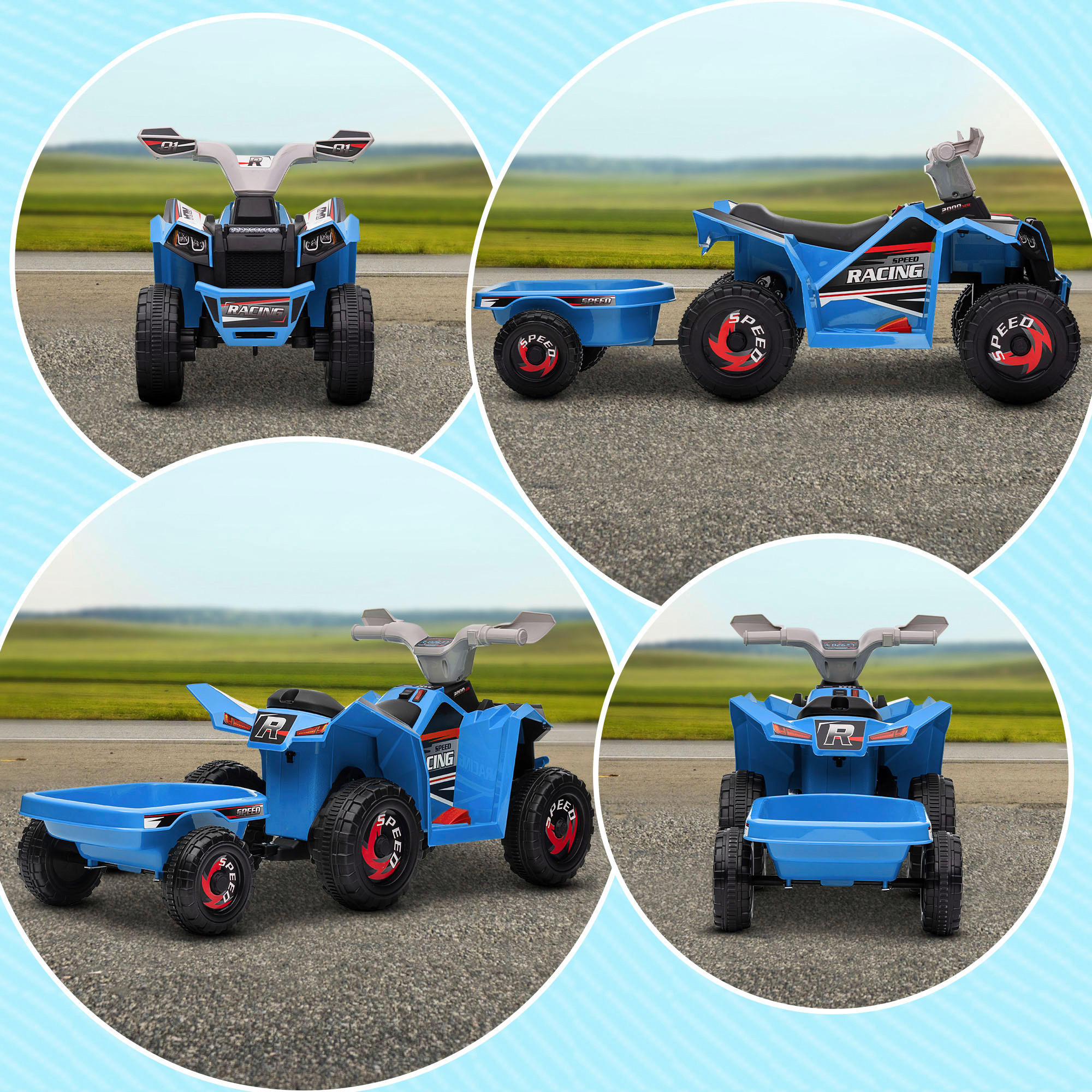 HOMCOM Kinder Elektrofahrzeug grau B/H/L: ca. 41,5x48,5x106 cm Kinder Elektrofahrzeug - blau/schwarz (106,00/41,50/48,50cm) - HOMCOM