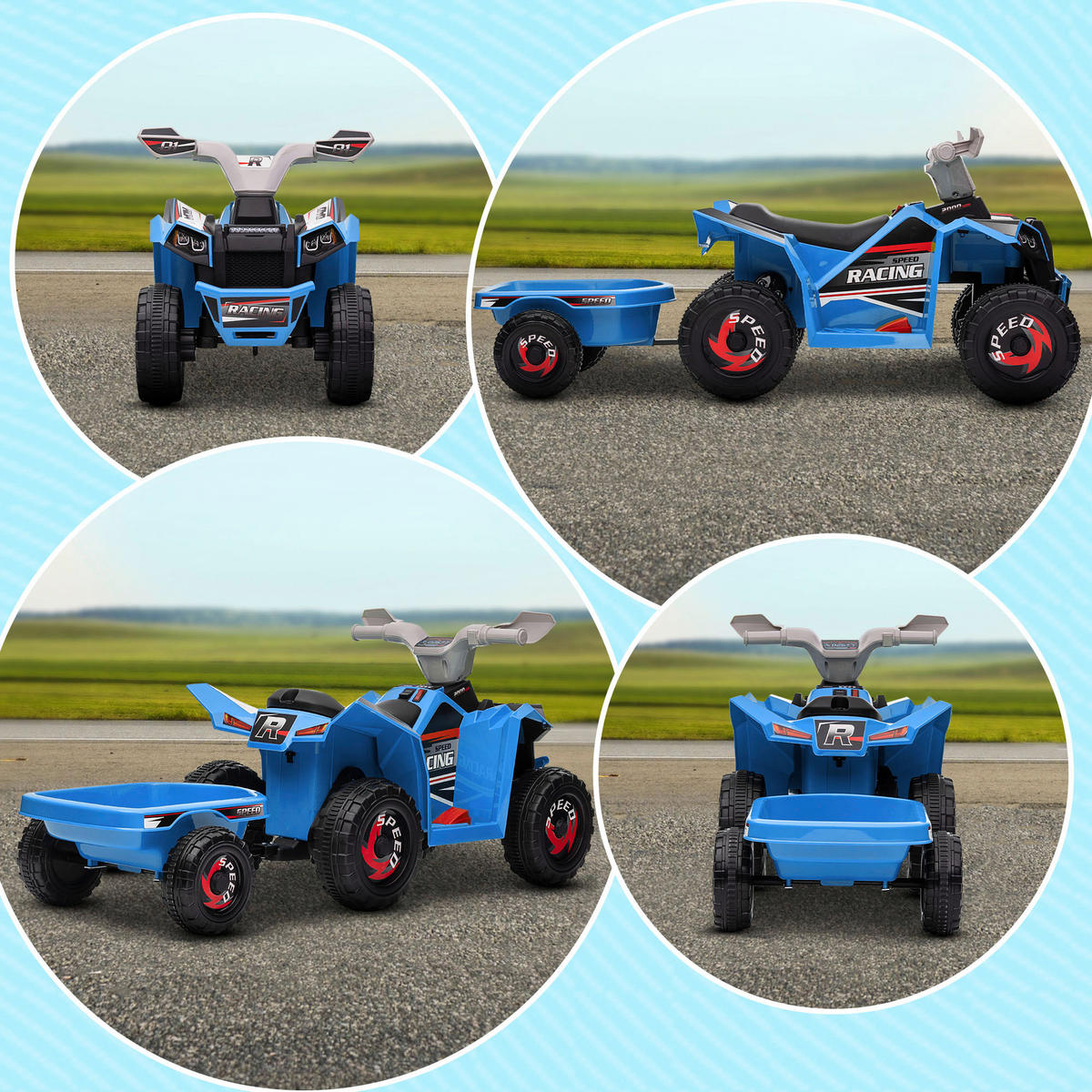 HOMCOM Kinder Elektrofahrzeug grau B/H/L: ca. 41,5x48,5x106 cm Kinder Elektrofahrzeug - blau/schwarz (106,00/41,50/48,50cm) - HOMCOM