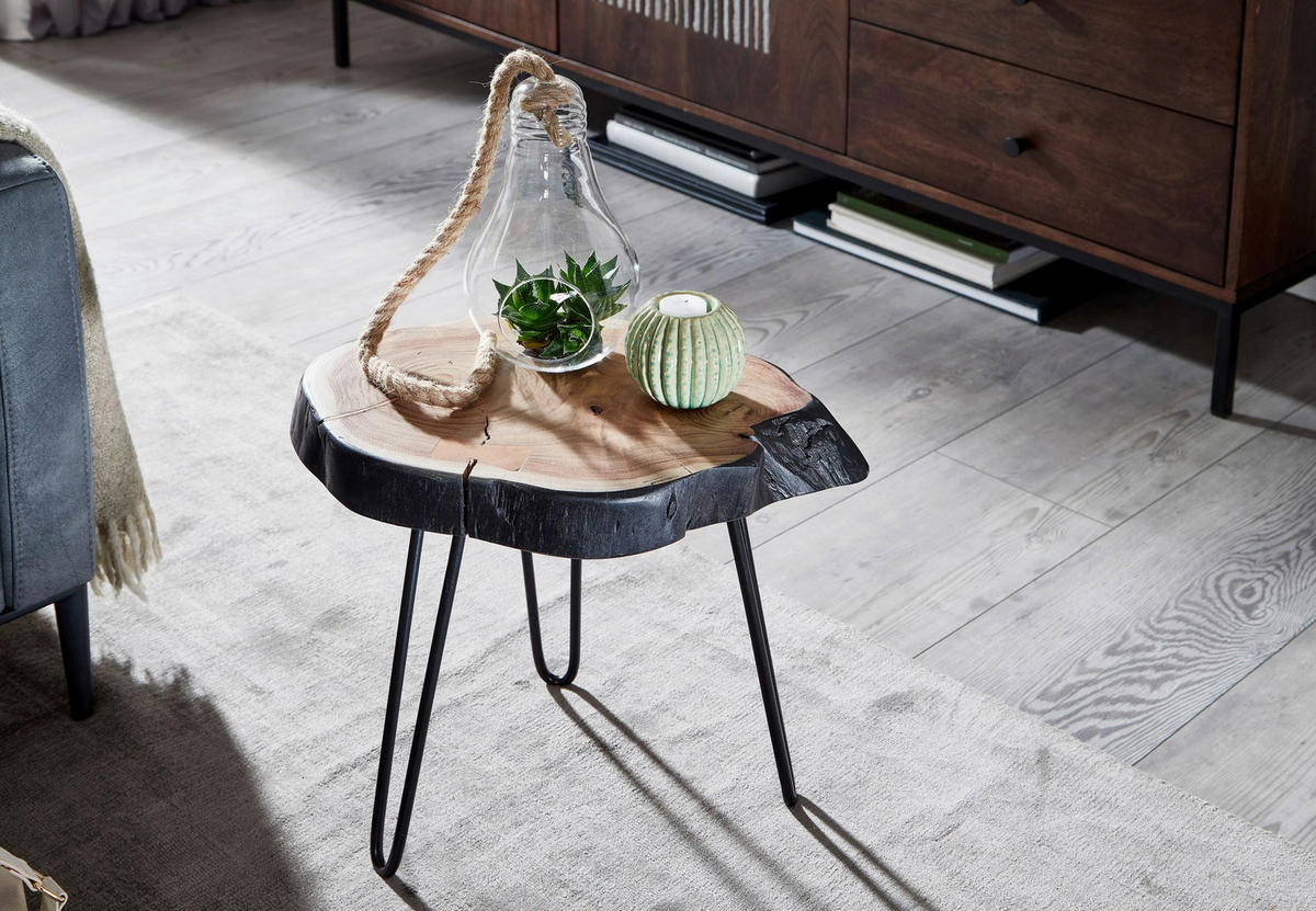 Beistelltisch braun Holz B/H/T: ca. 40x40x32 cm Beistelltisch - braun (40,00/40,00/32,00cm) - Wohnling