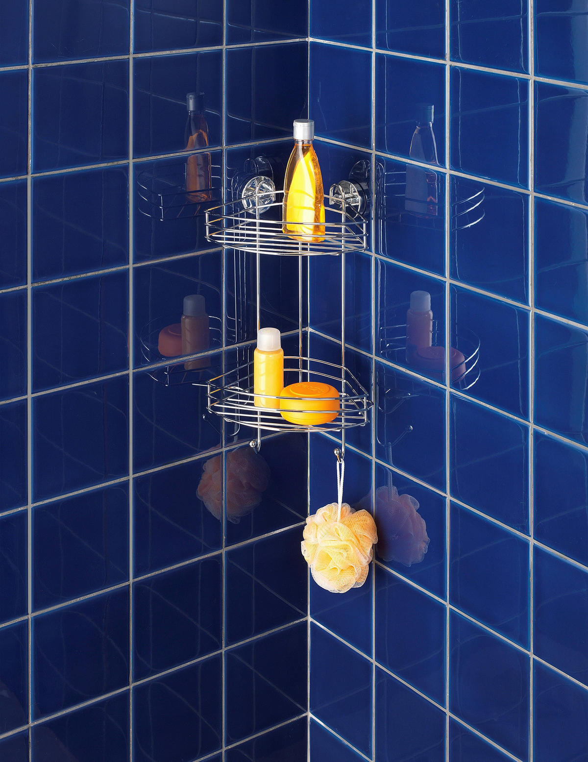 Eckregal Chrom Stahl B/H/L: ca. 23x43x21 cm Eckregal_2Etg.Vacuum-Loc - Chrom (21,00/23,00/43,00cm) - Wenko