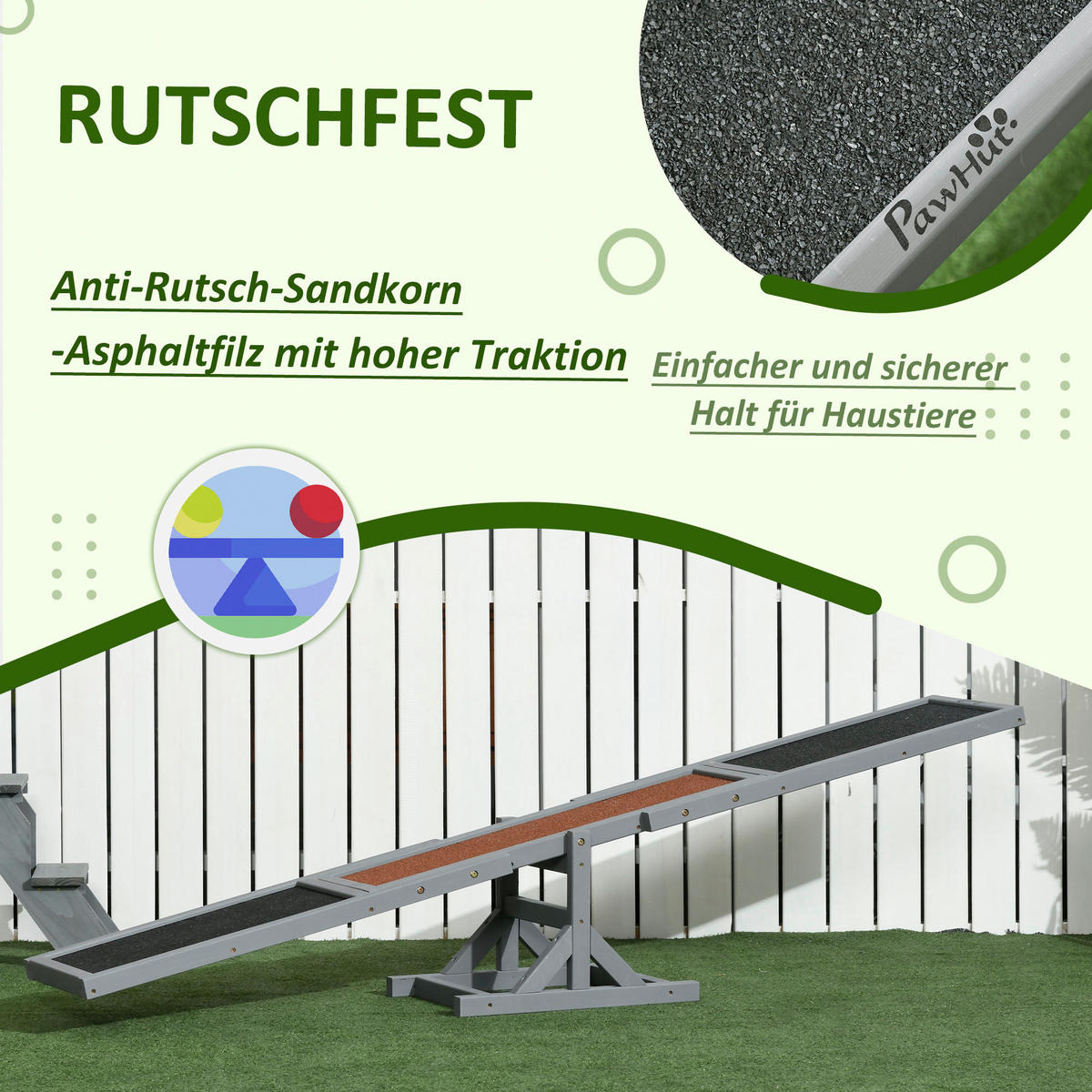 PawHut Hunde-Zubehör grau Polypropylen B/H/L: ca. 30x180x30 cm Hundewippe - grau (30,00/30,00/180,00cm) - PawHut