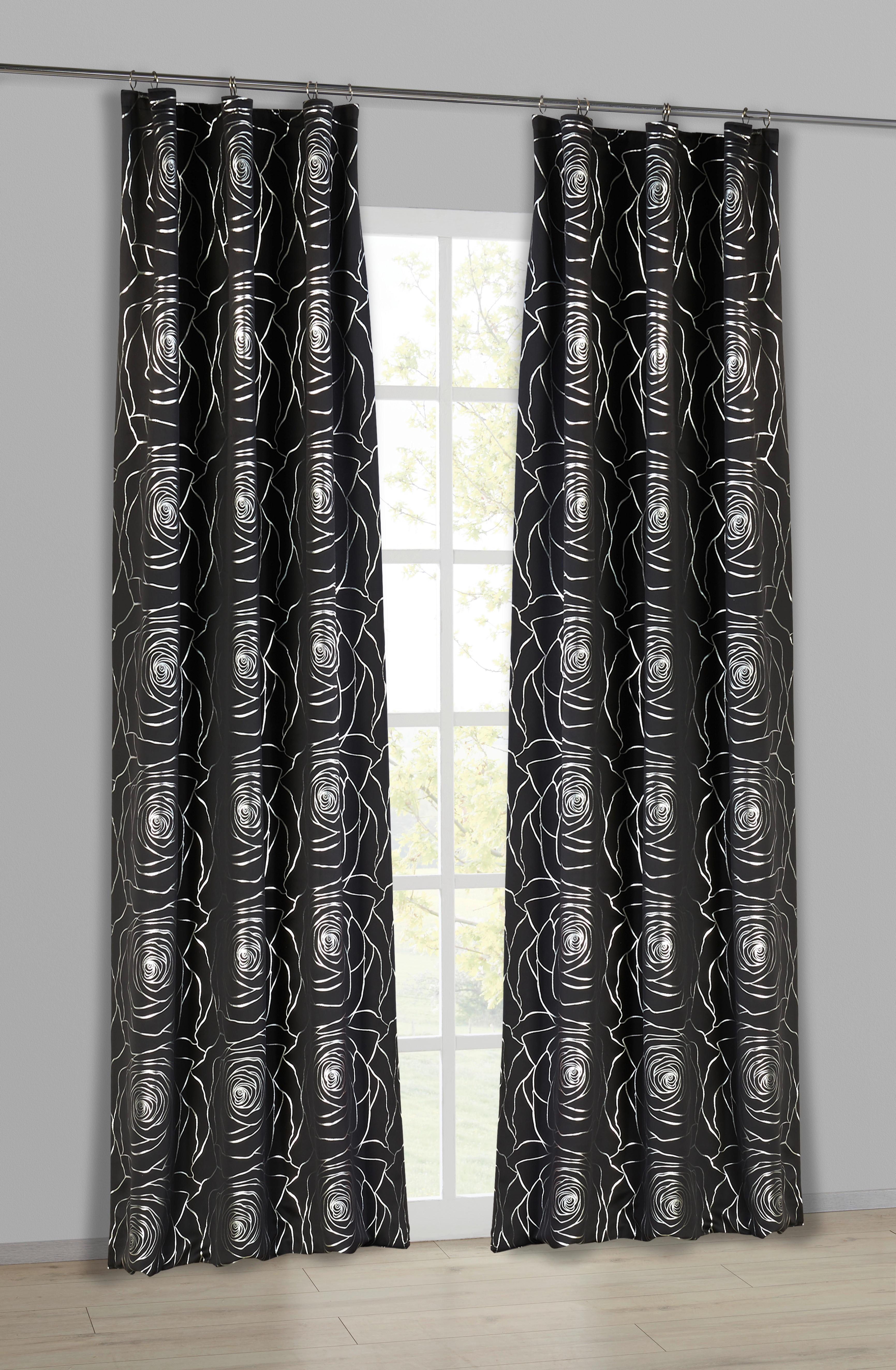 Verdunklungsvorhang Roses schwarz B/L: ca. 140x245 cm günstig online kaufen