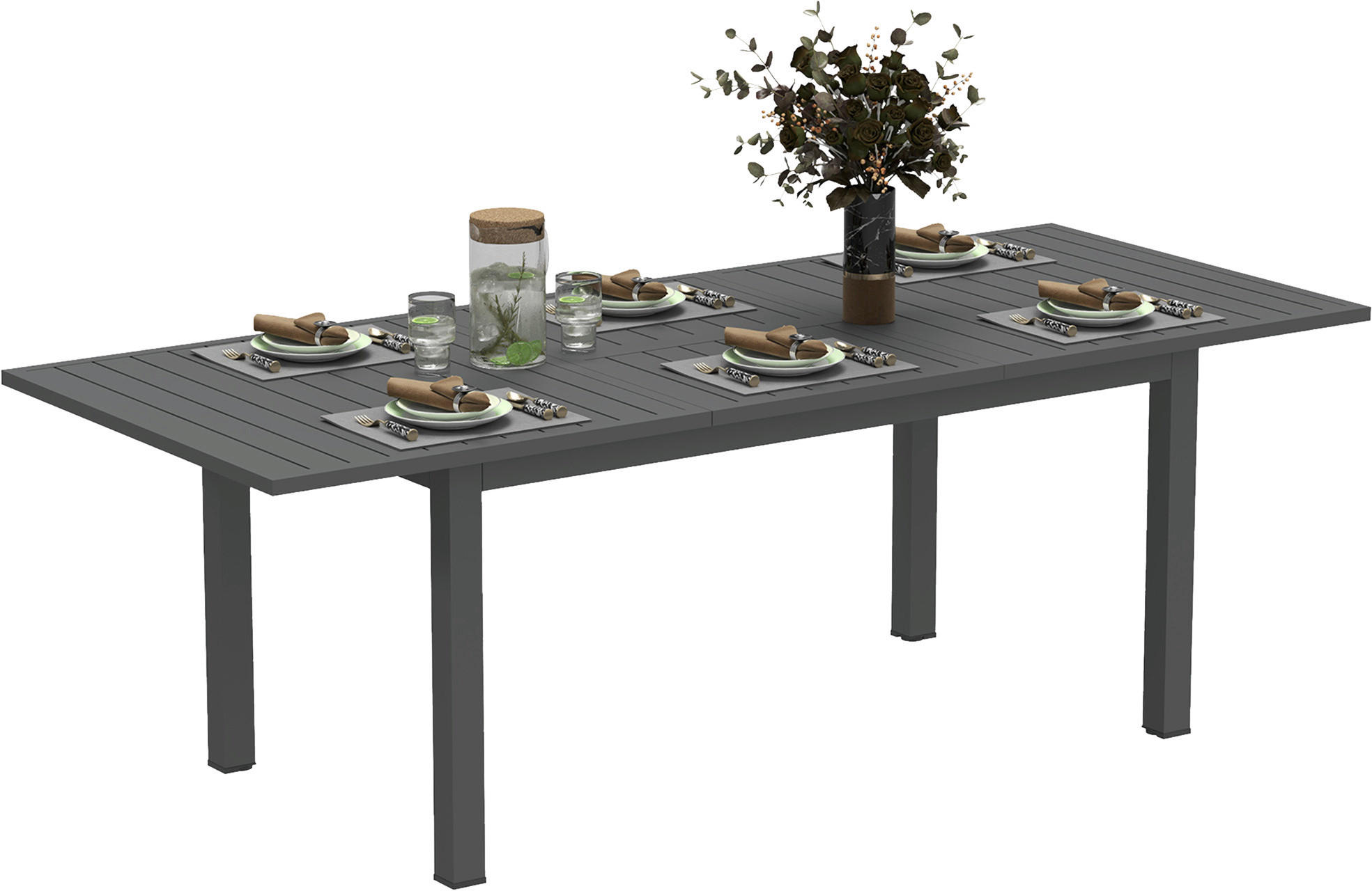 Outsunny Gartentisch grau Aluminium B/H/L: ca. 90x73x220 cm Gartentisch - grau (220,00/90,00/73,00cm) - Outsunny