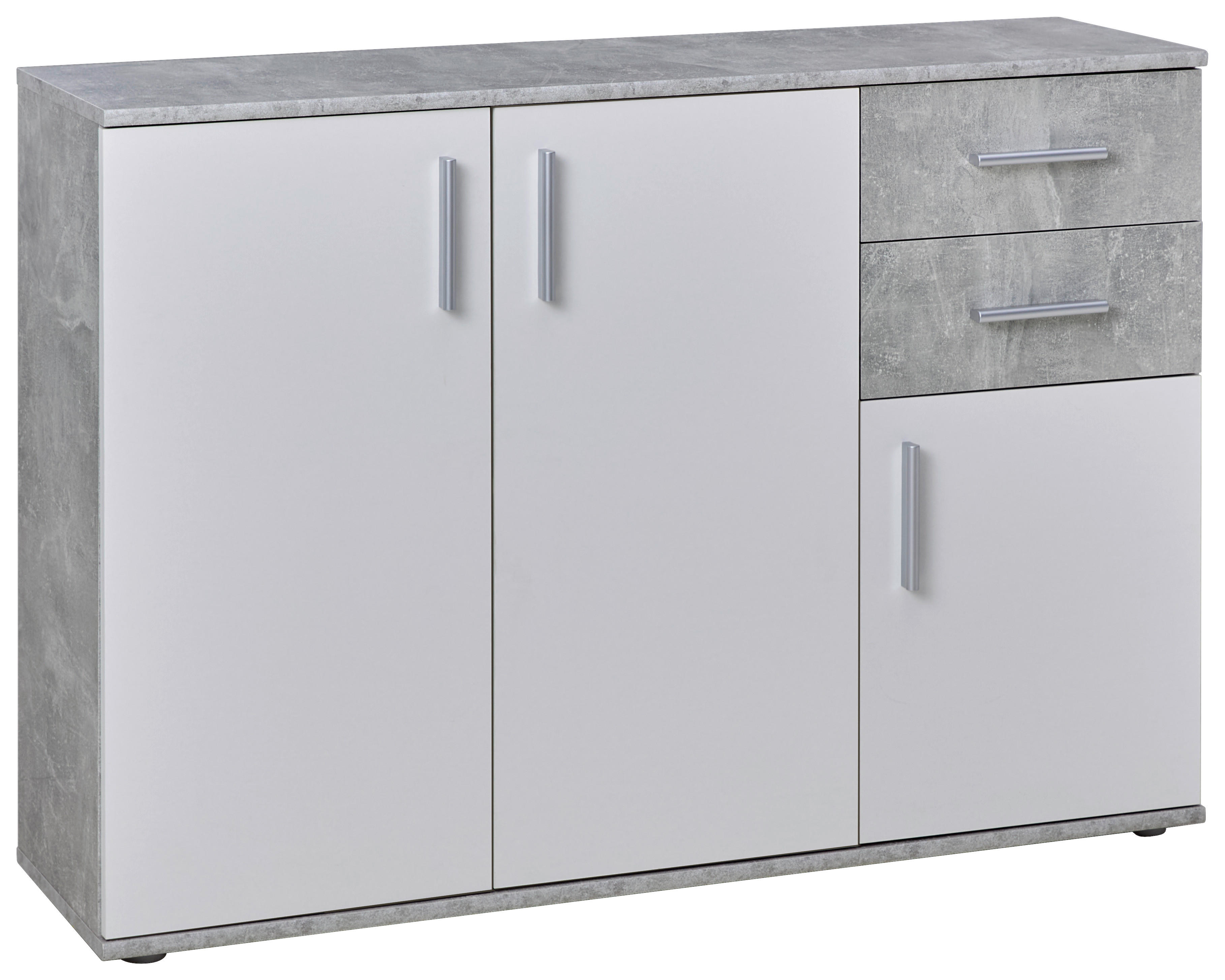 Kommode Bobby 2 B/H/T: ca. 120x82x35 cm Bobby 2 - Beton/weiß (120,00/82,00/35,00cm)