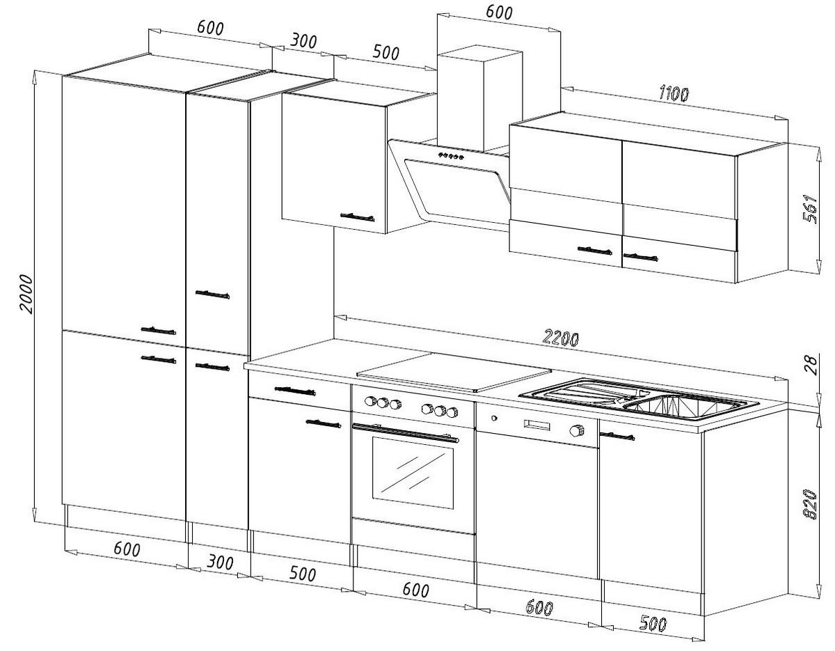 Respekta Küchenblock KB310WGCGKE178G grau B/H/T: ca. 310x200x60 cm KB310WGCGKE178G - Beton/weiß (310,00/200,00/60,00cm) - Respekta
