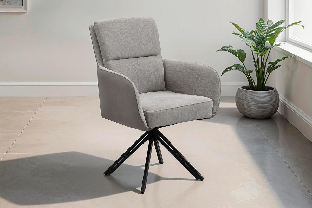 Stuhl TINO schwarz grau Metall Microfaser B/H/T: ca. 62x94x70 cm TINO - schwarz/grau (62,00/94,00/70,00cm) - byLIVING