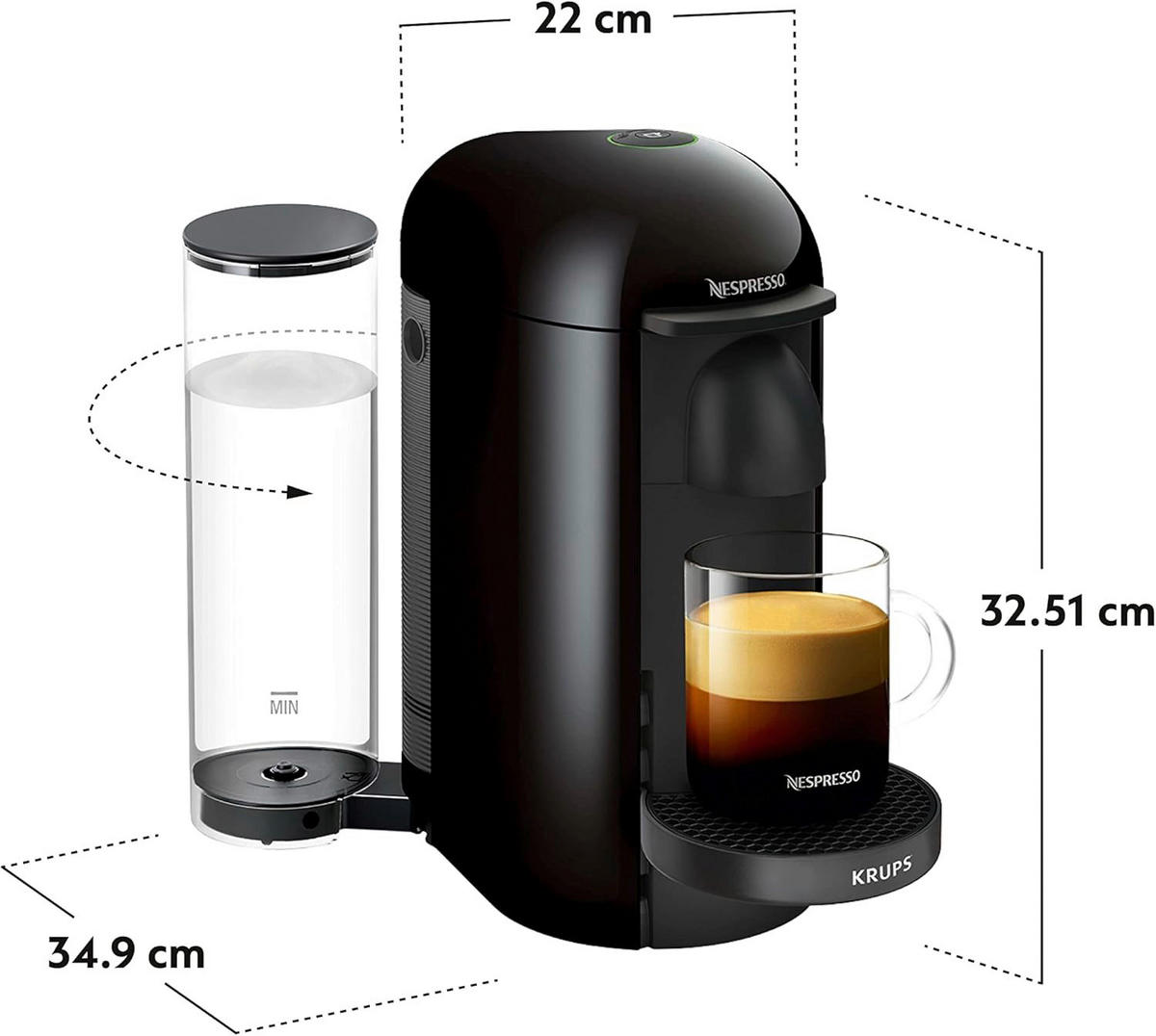 Krups Kapselmaschine XN903810WP schwarz Nespresso Vertuo Plus - schwarz (1,20l) - Krups