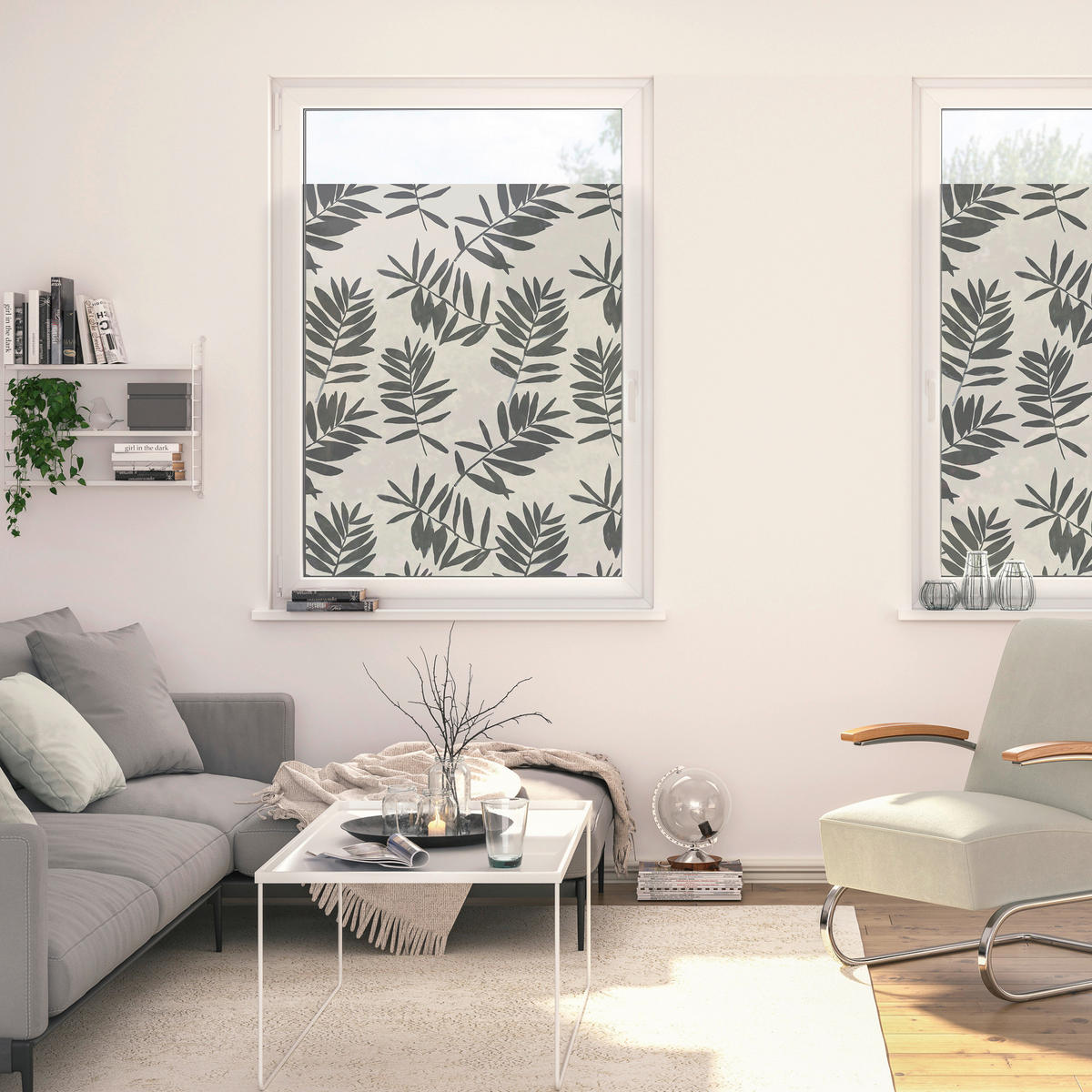 LICHTBLICK Fensterfolie Watercolor Blätter Watercolor schwarz B/L: ca. 100x130 cm Watercolor - schwarz (100,00/130,00cm) - LICHTBLICK