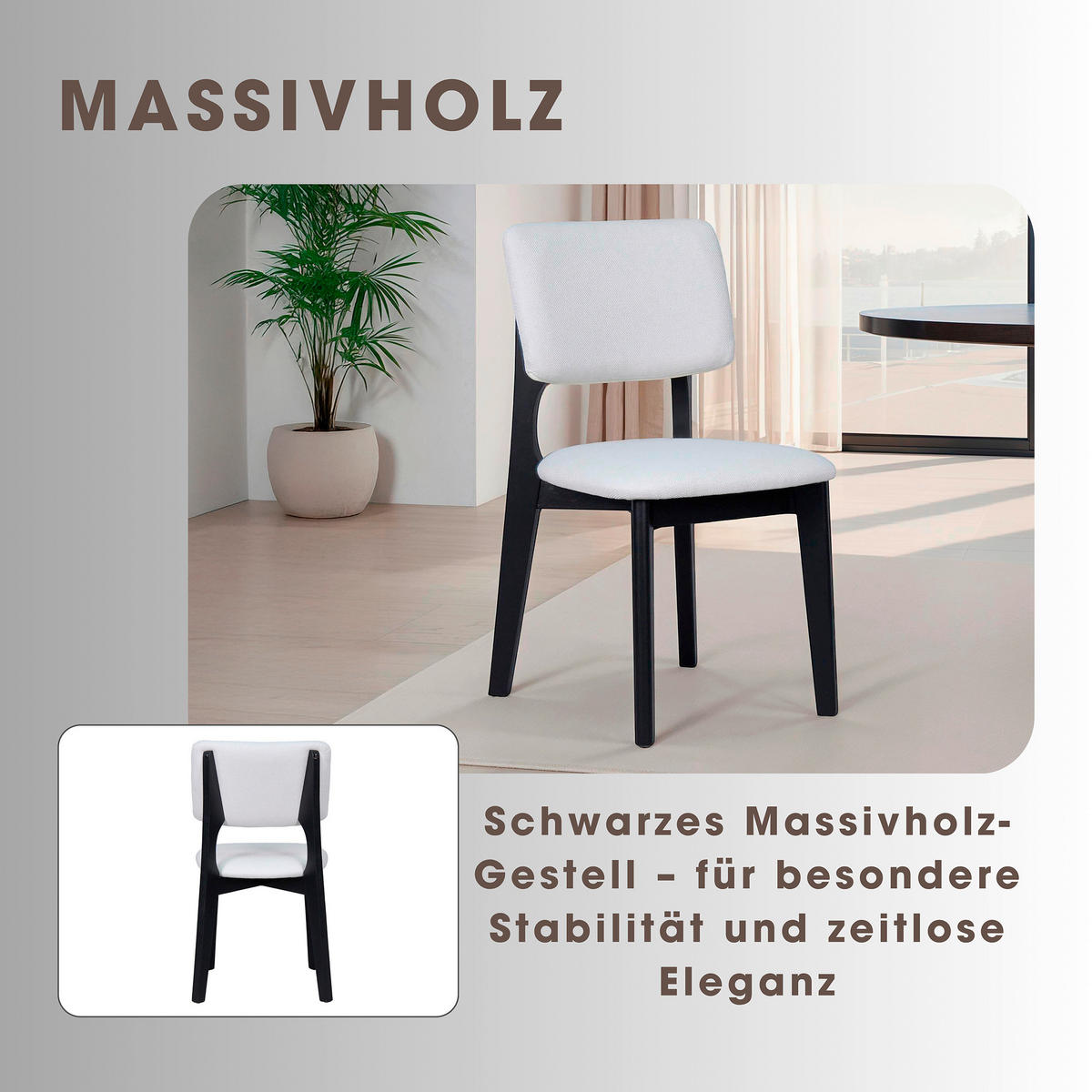 Stuhl ELSA schwarz beige Webstoff B/H/T: ca. 48x87x54 cm ELSA - beige/schwarz (48,00/87,00/54,00cm) - byLIVING