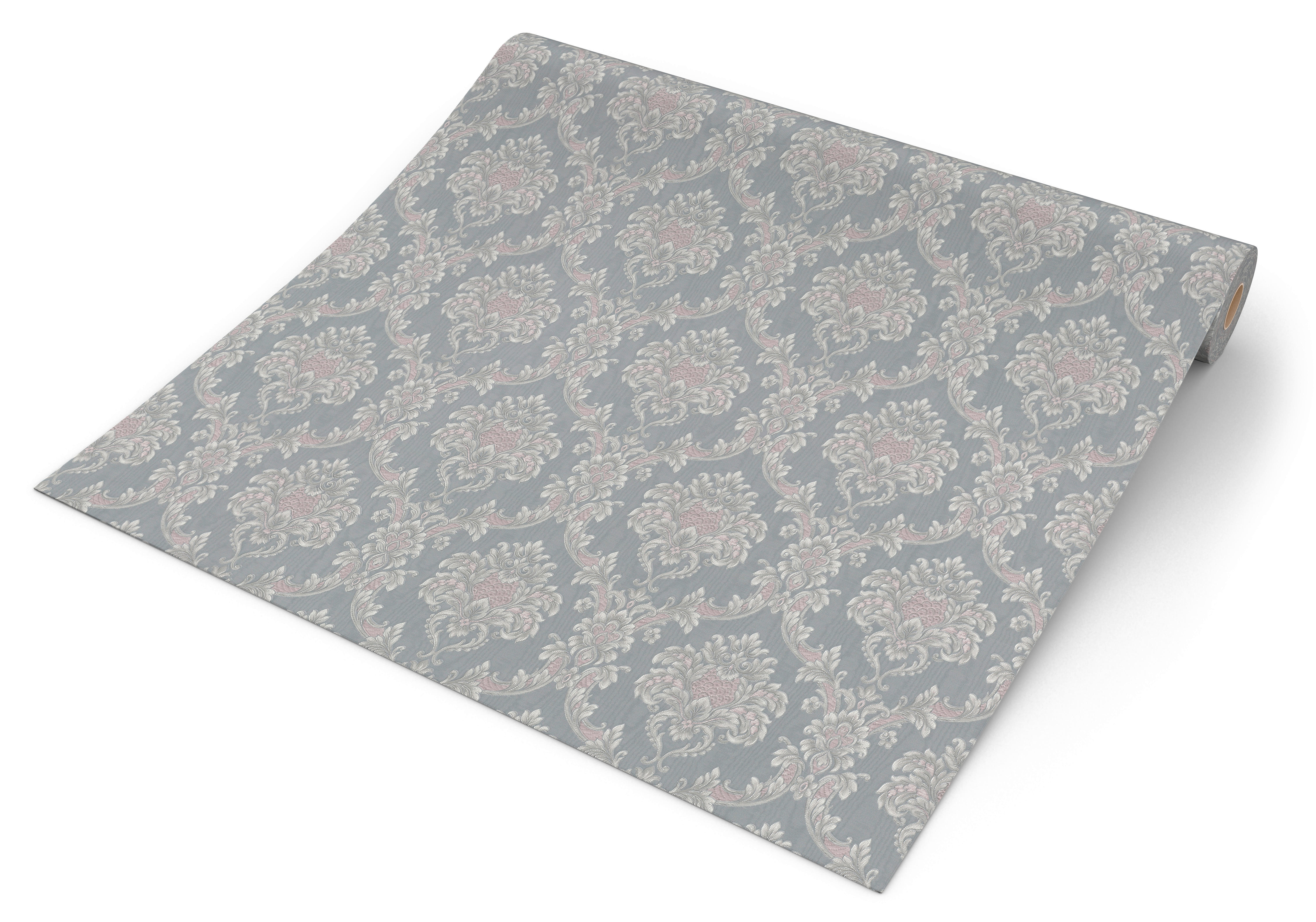 Papiertapete Ornament grau silber rosa B/L: ca. 53x1005 cm Papiertapete_147940 - silber/rosa (53,00/1005,00cm)
