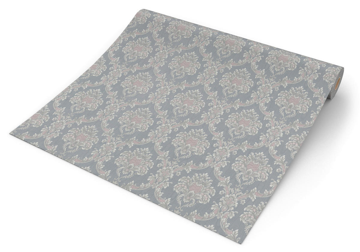 Papiertapete Ornament grau silber rosa B/L: ca. 53x1005 cm Papiertapete_147940 - silber/rosa (53,00/1005,00cm)