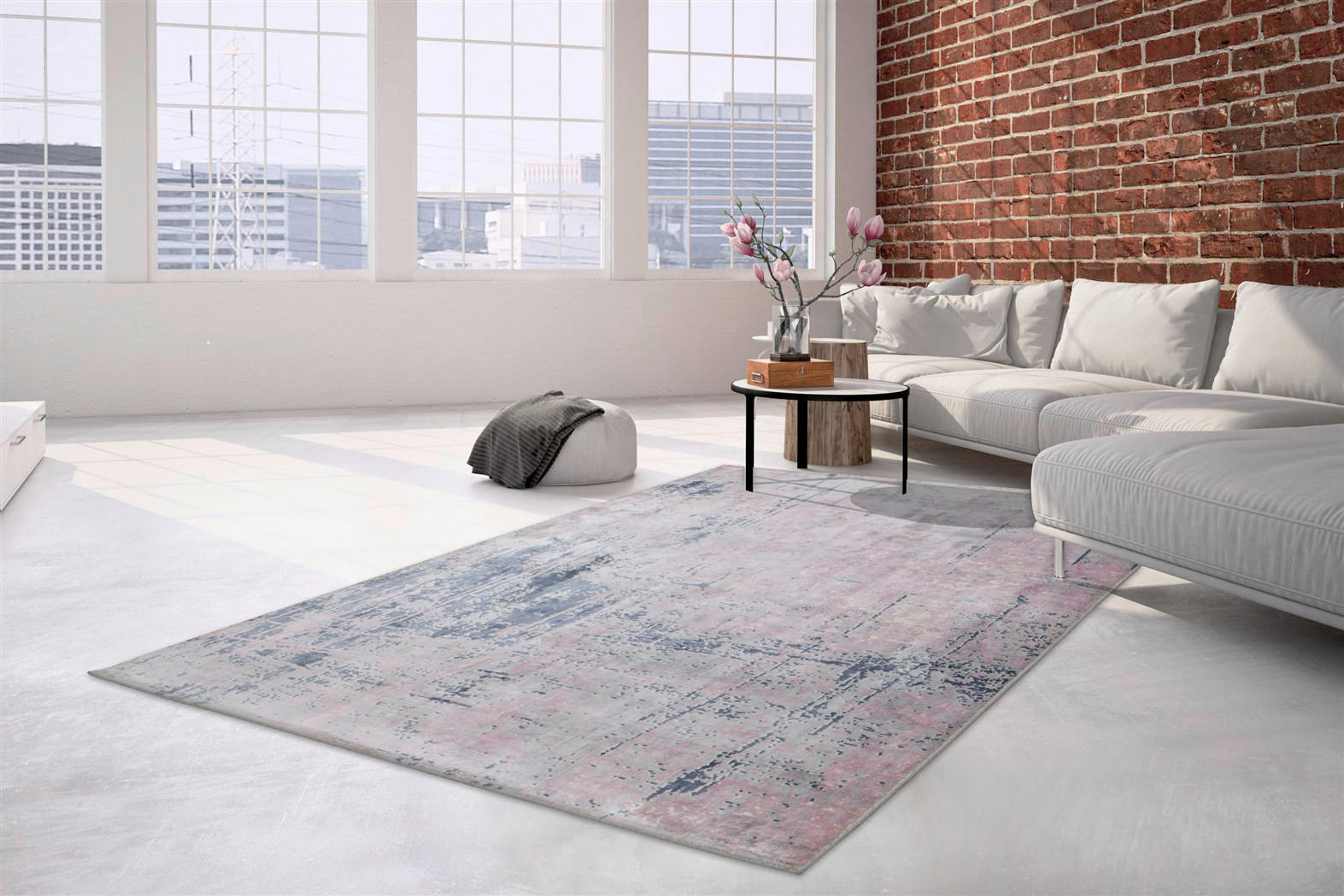 Arte Espina Kurzflorteppich Ocean 400 blau B/L: ca. 170x240 cm Ocean 400 - blau/rosa (170,00/240,00cm) - Arte Espina