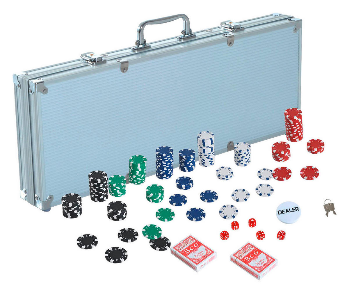 HOMCOM Pokerkoffer B/H/L: ca. 22x6,5x55,5 cm Pokerkoffer - silber (55,50/22,00/6,50cm) - HOMCOM