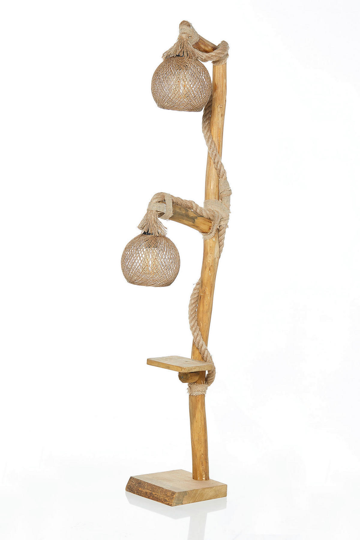 Opviq Stehleuchte natur Holz B/H/T/L/D: ca. 24x140x24x24x24 cm E27 2 Brennstellen Arboretum - natur (24,00/24,00/140,00cm) - Opviq