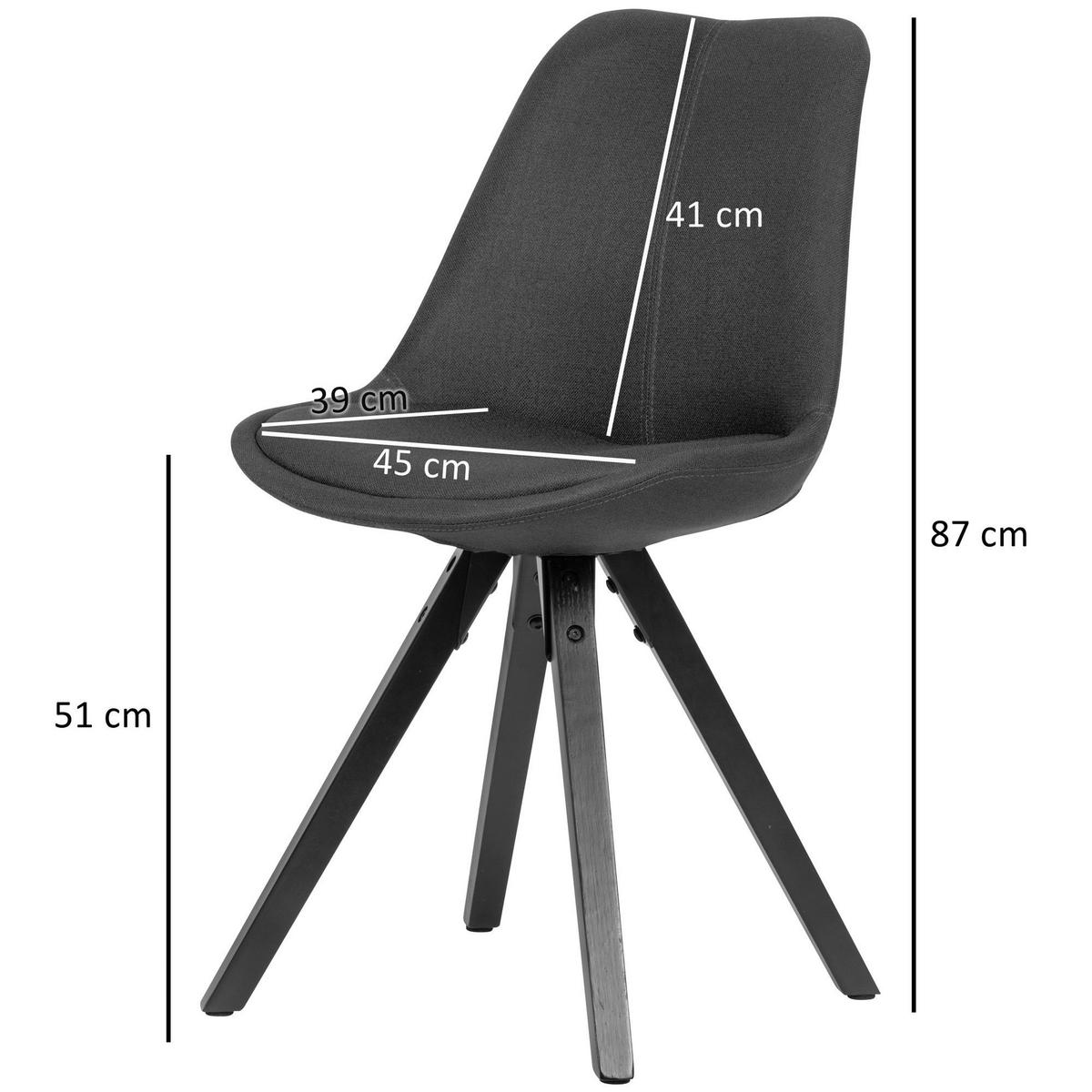 Stuhl 2er-Set anthrazit schwarz Stoff Echtholz B/H/T: ca. 52x87x49 cm 2er-Set - schwarz/anthrazit (52,00/87,00/49,00cm) - Wohnling