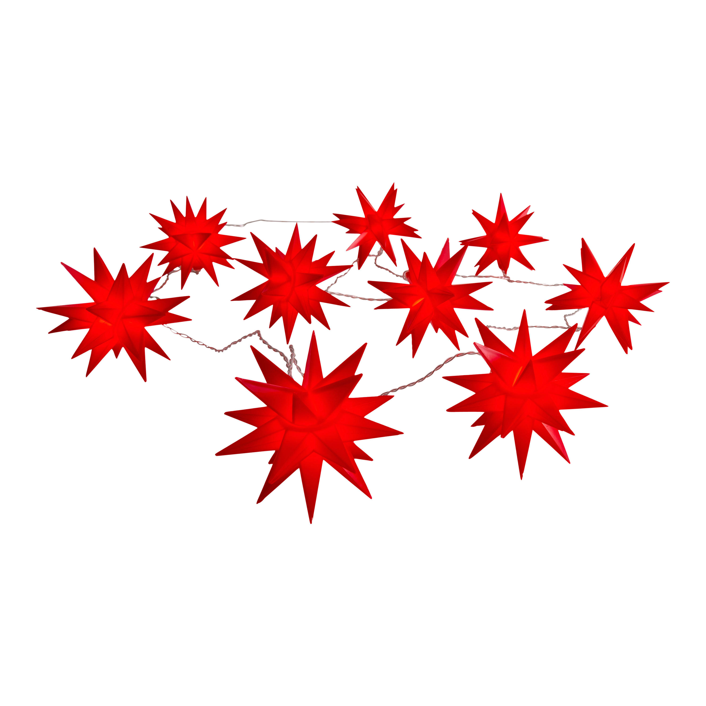 Näve Leuchten LED-Lichterkette LED Lichterkette 3D-STERNE - rot (9,00/10,50/740,00cm) - Näve Leuchten