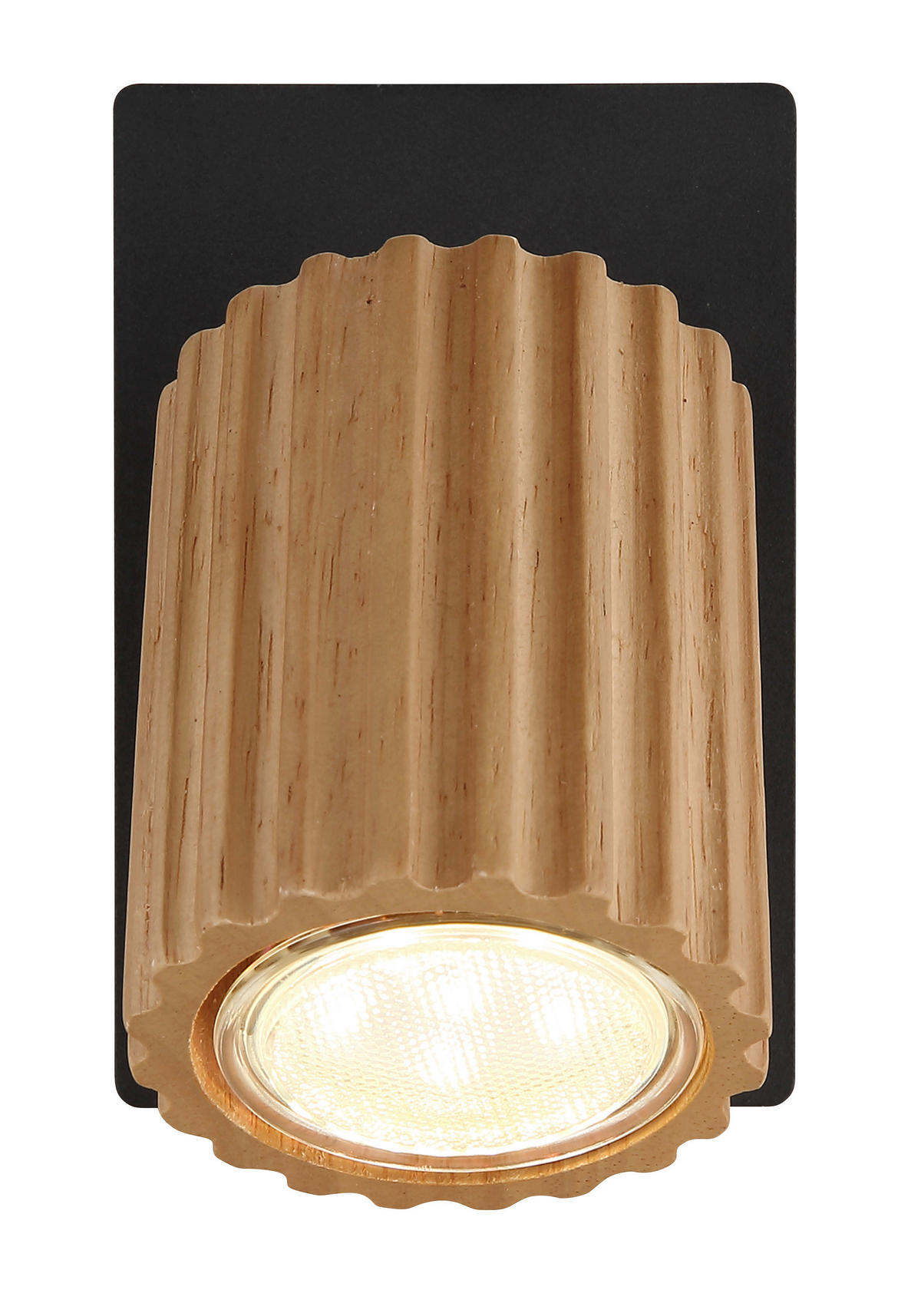 GLOBO Spot WENZEL 57037-1 mattschwarz dunkelbraun Holz Metall H/L: ca. 13,5x8 cm GU10 1 Brennstellen WENZEL - dunkelbraun/mattschwarz (8,00cm) - GLOBO