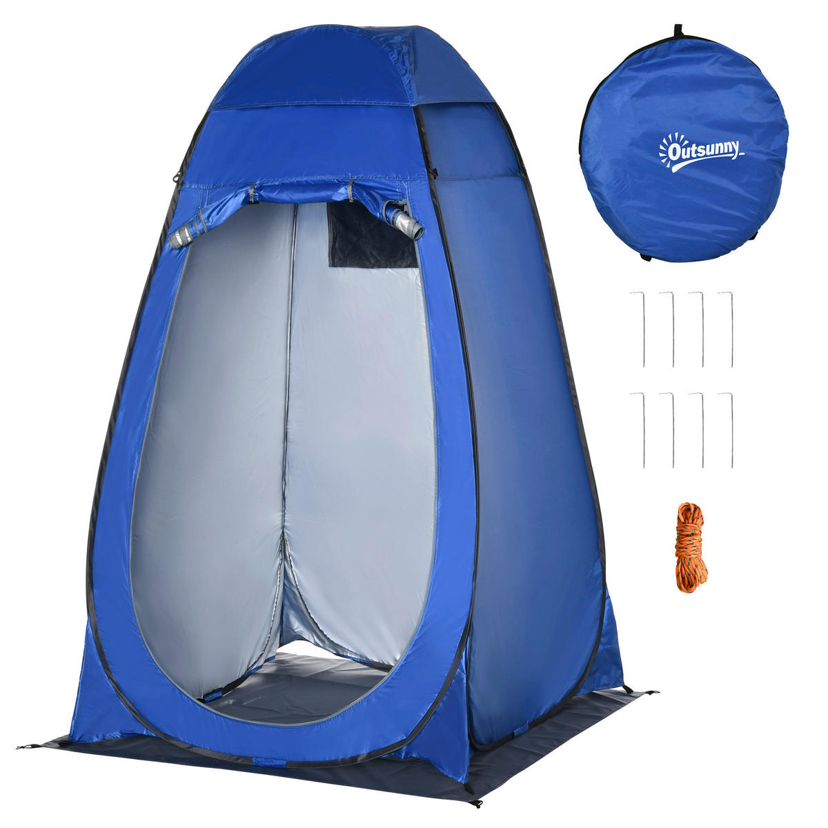 Outsunny Camping-Zubehör blau Polyester B/H/L: ca. 124x126x198 cm Duschzelt - blau (198,00/124,00/126,00cm) - Outsunny