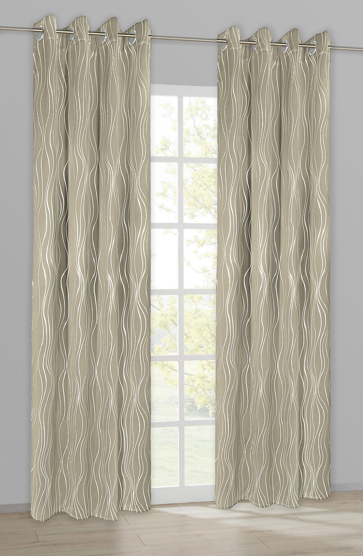 Verdunklungsvorhang Monaco creme B/L: ca. 135x245 cm Monaco - creme/silber (135,00/245,00cm)