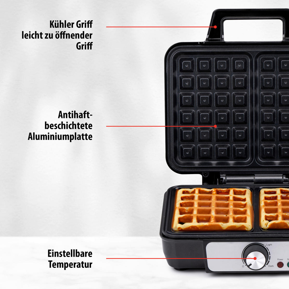 alpina Waffelautomat schwarz Alu B/H/L: ca. 24x10x24 cm Belgisches_Doppel-Waffeleisen - schwarz (24,00/24,00/10,00cm) - alpina