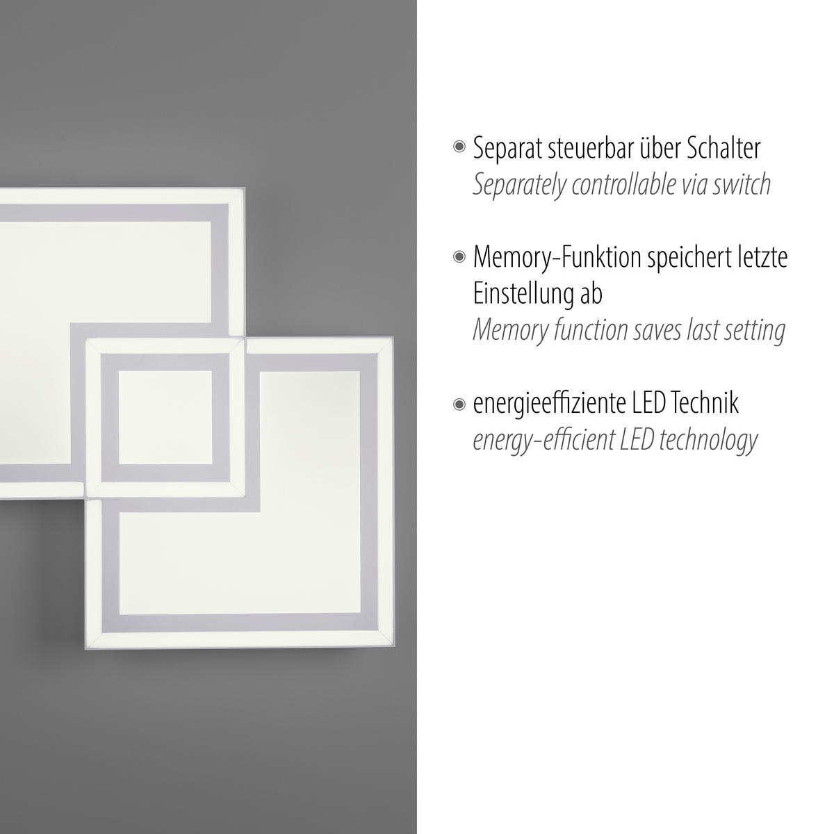 Just Light LED-Deckenleuchte BEDGING 14880-16 weiß Kunststoff Eisen B/H/T: ca. 40x5,6x40 cm 2 Brennstellen BEDGING - weiß (40,00/5,60/40,00cm) - Just Light