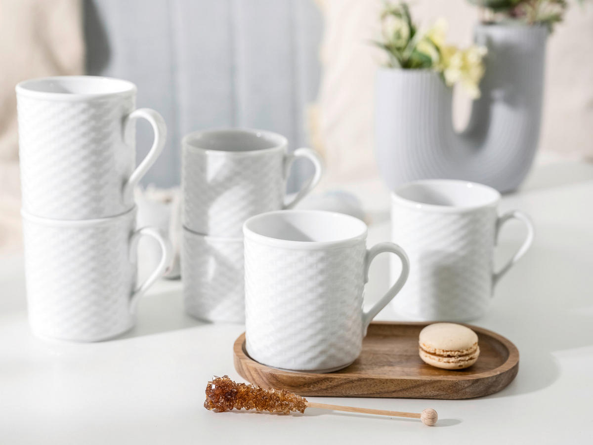 CreaTable Kaffeebecher Polo weiß Porzellan 6 tlg. Polo - weiß - CreaTable