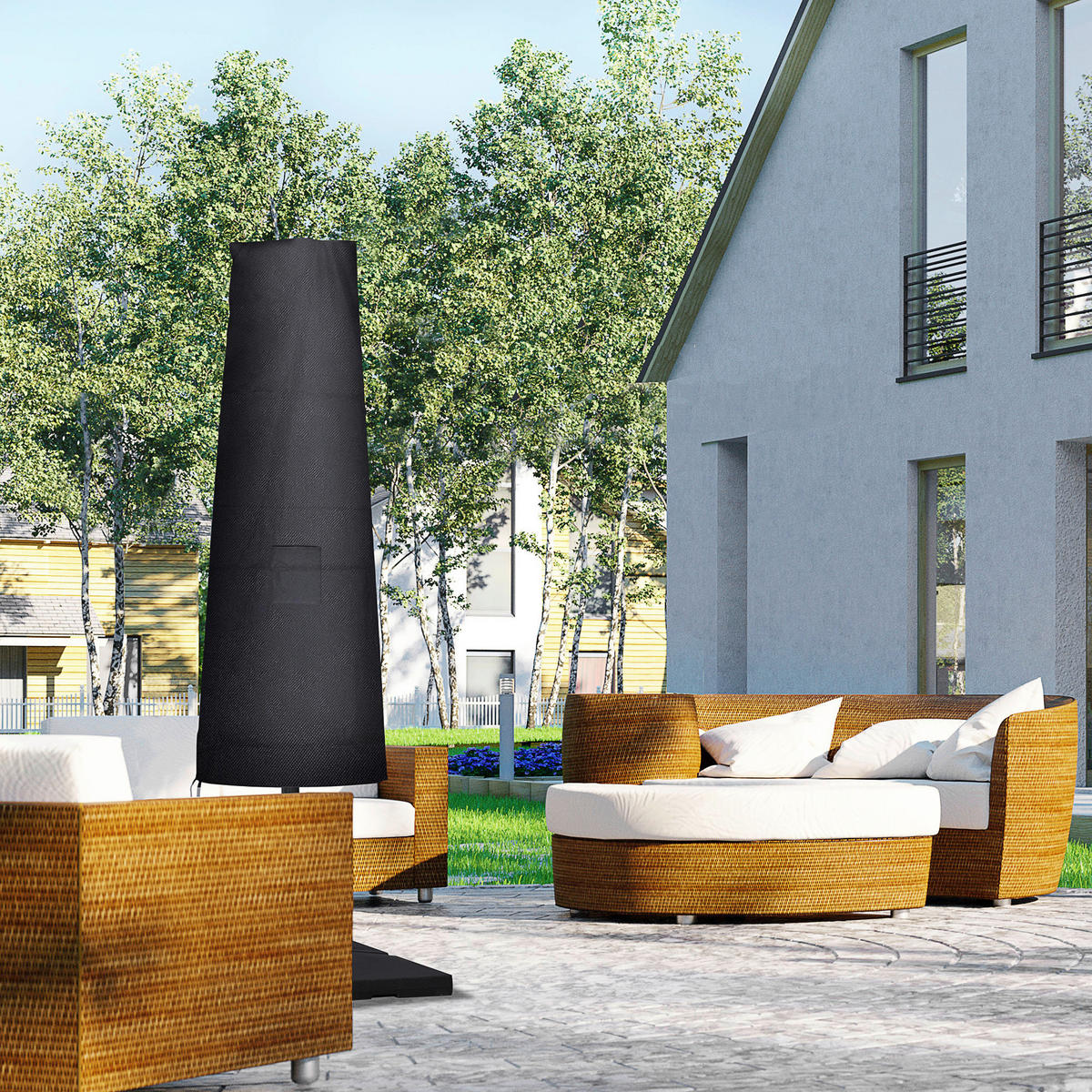 Outsunny Schutzhülle für Sonnenschirm schwarz Fiberglas B/H/L: ca. 80x0,1x200 cm Schutzhülle_für_Sonnenschirm - schwarz (200,00/80,00/0,10cm) - Outsunny