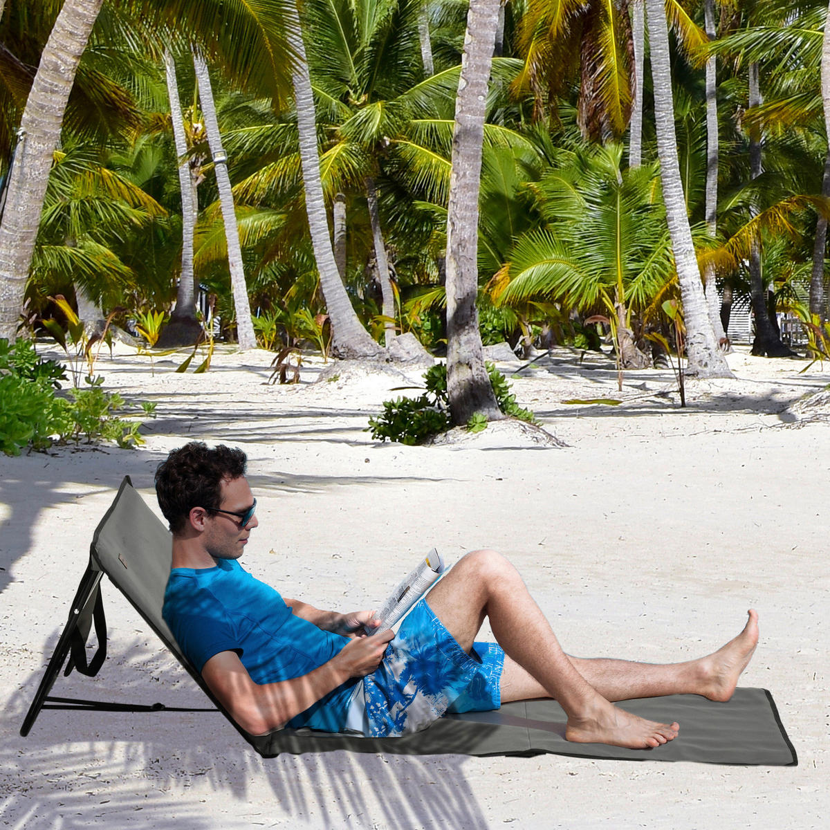 Outsunny Sonnenliege grau Polypropylen B/H/L: ca. 51x142x40 cm Sonnenliege - grau (40,00/51,00/142,00cm) - Outsunny