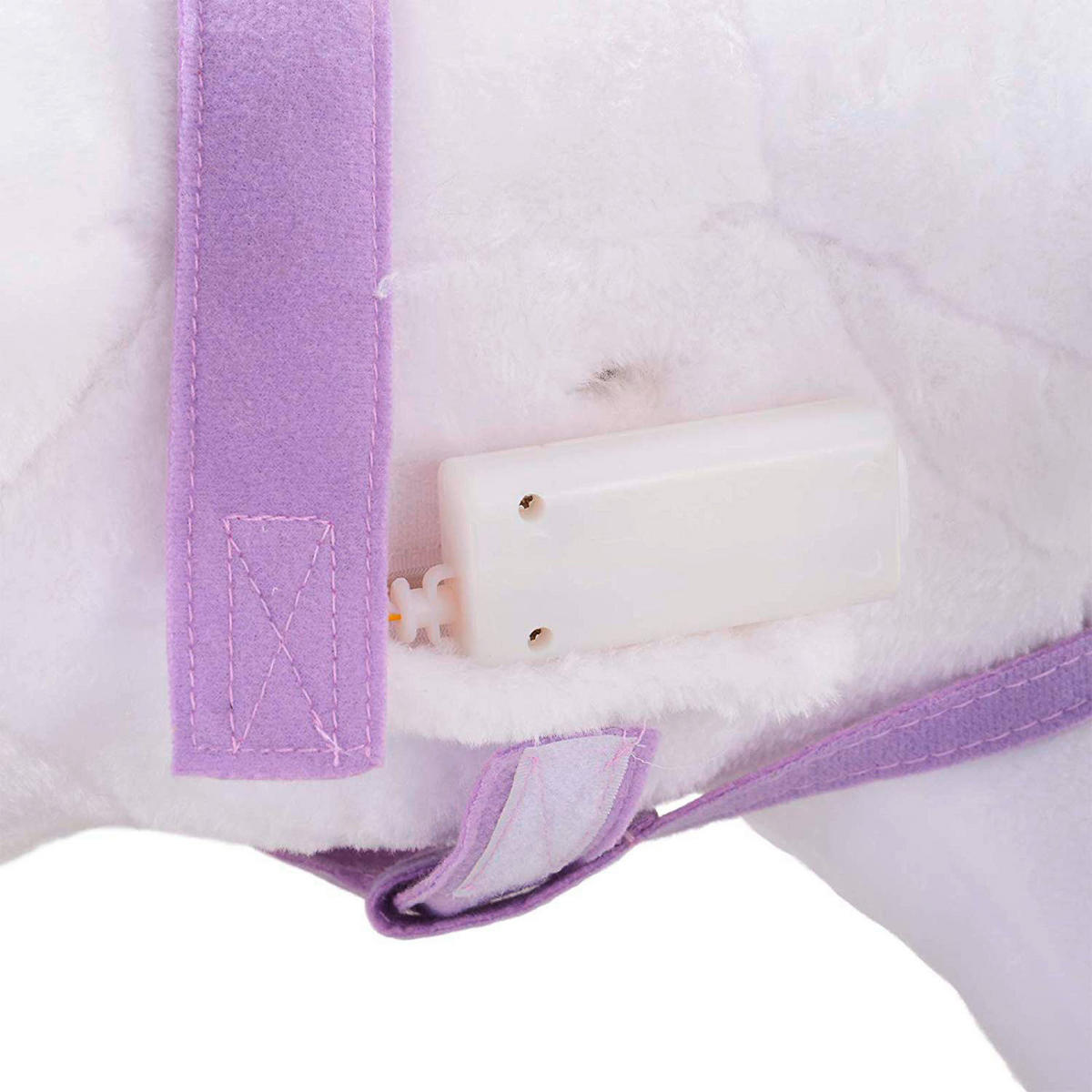 HOMCOM Kinder Schaukelwippe B/H/L: ca. 23x60x55 cm Plüsch-Einhorn_auf_Rollen - lila/weiß (55,00/23,00/60,00cm) - HOMCOM