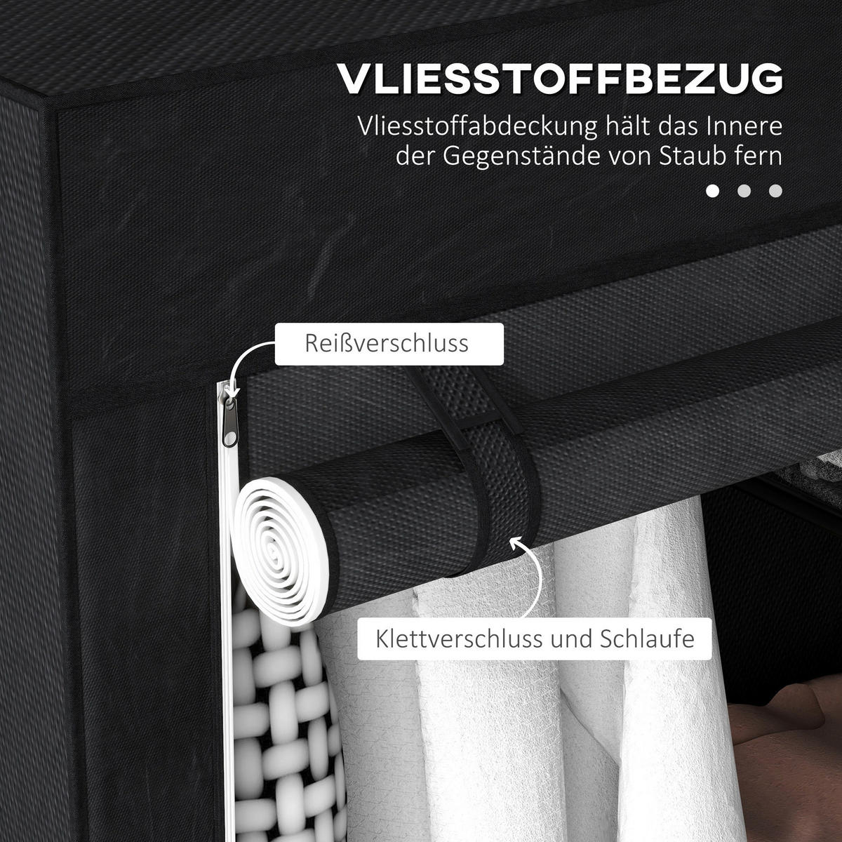 HOMCOM Kleiderschrank schwarz Polypropylen B/H/L: ca. 43x103x162,5 cm Stoffschrank - schwarz (162,50/43,00/103,00cm) - HOMCOM