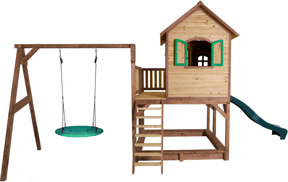AXI Spielhaus Liam braun B/H/L: ca. 541x291x277 cm Liam - braun/grün (277,00/541,00/291,00cm) - AXI
