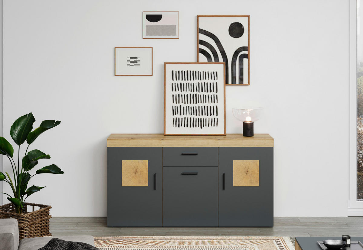 Sideboard Tyler Eiche Evoke Coast Nachbildung anthrazit B/H/T: ca. 159x86x41 cm Tyler - Eiche/anthrazit (159,00/86,00/41,00cm)