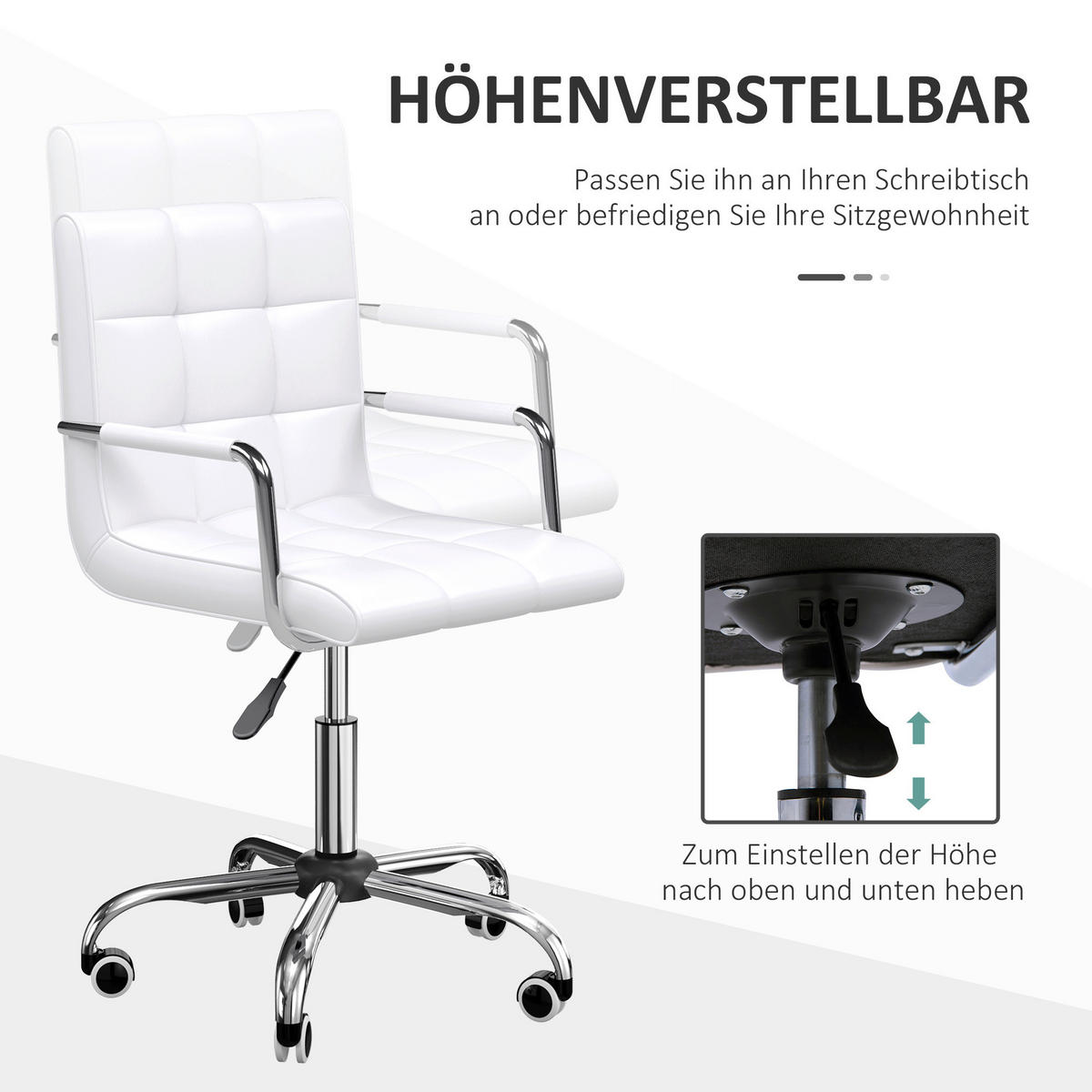 Drehstuhl 02-0701 weiß 02-0701 - weiß (52,50/84,00/54,00cm) - HOMCOM