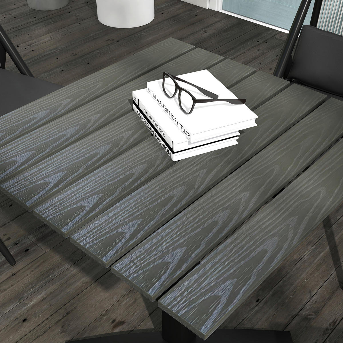 Outsunny Gartentisch grau Holz B/H/L: ca. 70x76x70 cm Gartentisch - grau (70,00/70,00/76,00cm) - Outsunny