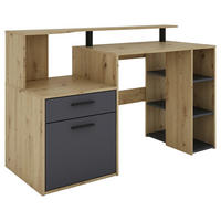 Schreibtisch LOUIS Eiche anthrazit B/H/T: ca. 140x89x55 cm LOUIS - Eiche/anthrazit (140,00/89,00/55,00cm) - byLIVING