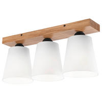 Lamkur Deckenleuchte LULA 47591 Eiche weiß Holz Textil H/L: ca. 21x50 cm E27 3 Brennstellen Lula - Eiche/weiß (50,00cm) - Lamkur