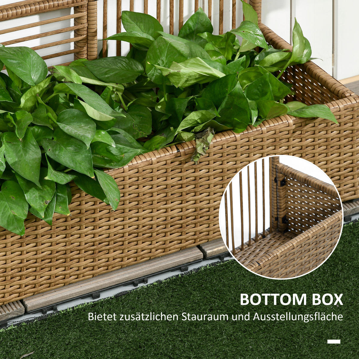 Outsunny Blumenkasten sand Polyrattan B/H/L: ca. 103x29x103 cm Blumenkasten - sand (103,00/103,00/29,00cm) - Outsunny