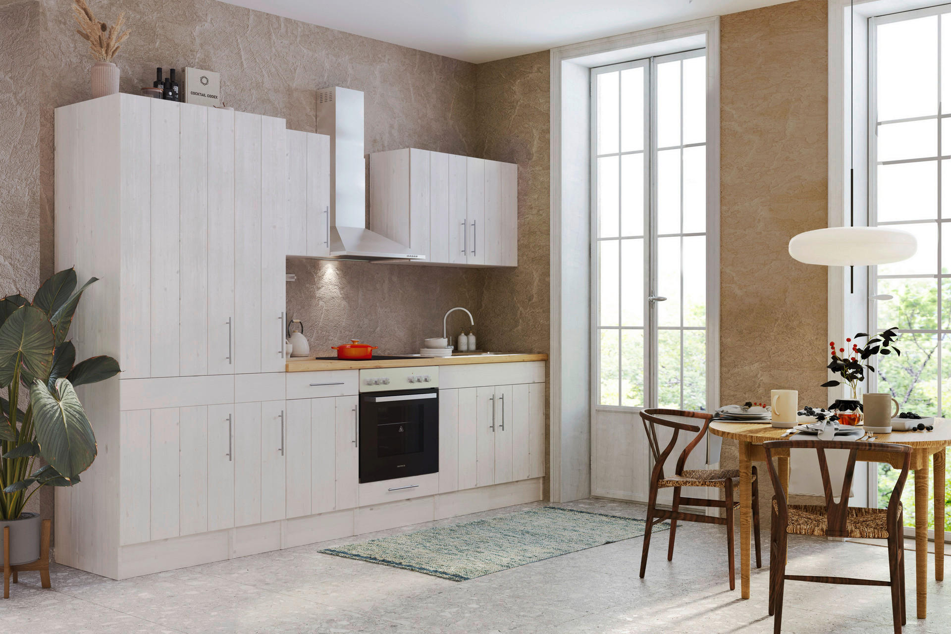 Respekta Küchenblock Premium weiß matt B/H/T: ca. 300x211x60 cm Premium - weiß (300,00/211,00/60,00cm) - Respekta