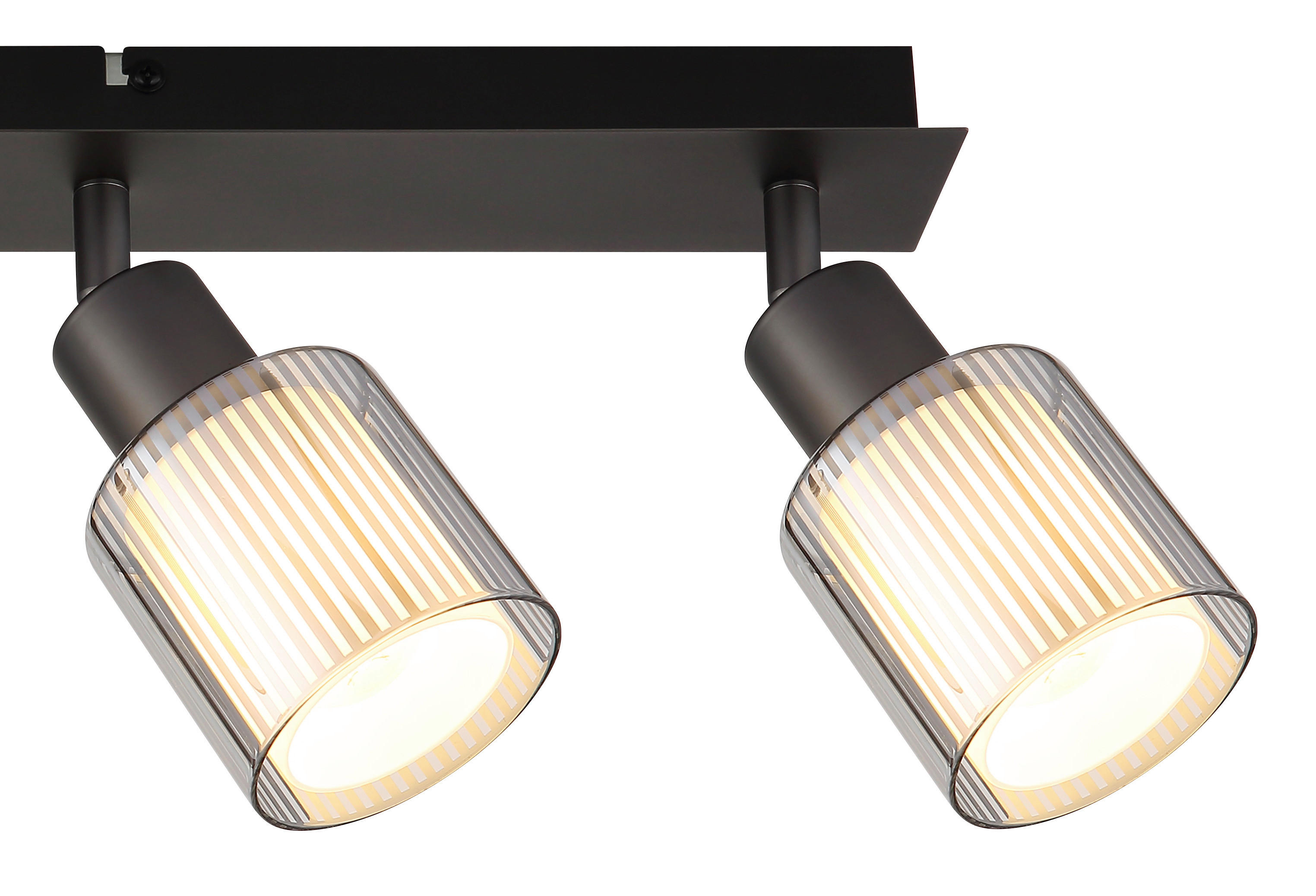 GLOBO Strahler Chrom schwarz Metall Glas B/H/L: ca. 10,5x56,5x16,5 cm E14 4 Brennstellen Strahler-Villegas - schwarz/Chrom (16,50/10,50/56,50cm) - GLOBO