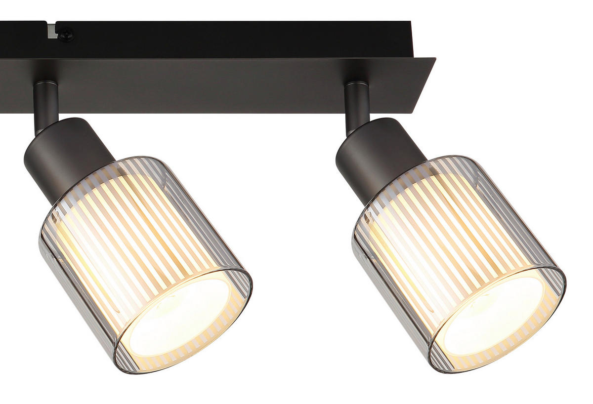 GLOBO Strahler Chrom schwarz Metall Glas B/H/L: ca. 10,5x56,5x16,5 cm E14 4 Brennstellen Strahler-Villegas - schwarz/Chrom (16,50/10,50/56,50cm) - GLOBO